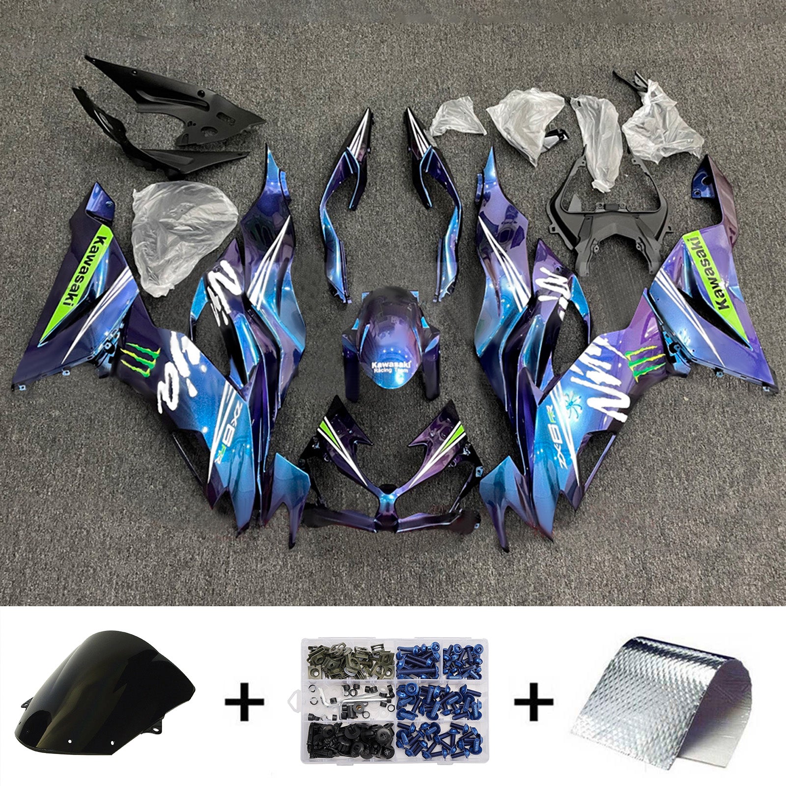 Injection Fairing Kit Bodywork Plastic ABS fit For Kawasaki ZX6R 2019-2023