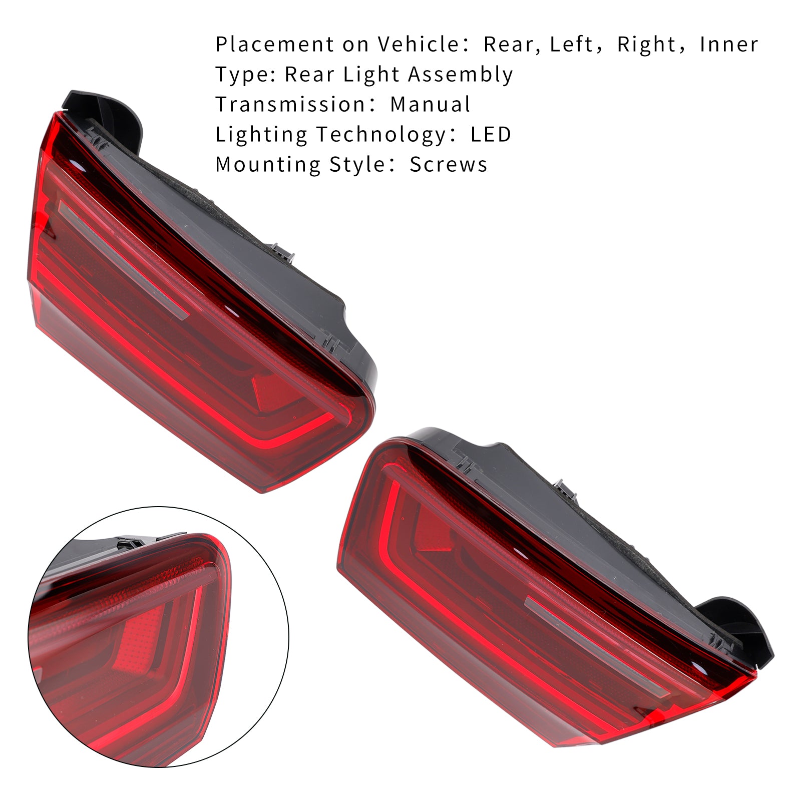 2015-2018 Audi A6 4G C7 vľavo+pravý pár Vnútorné zadné svetlo Vnútorné 4G5945093E 94E