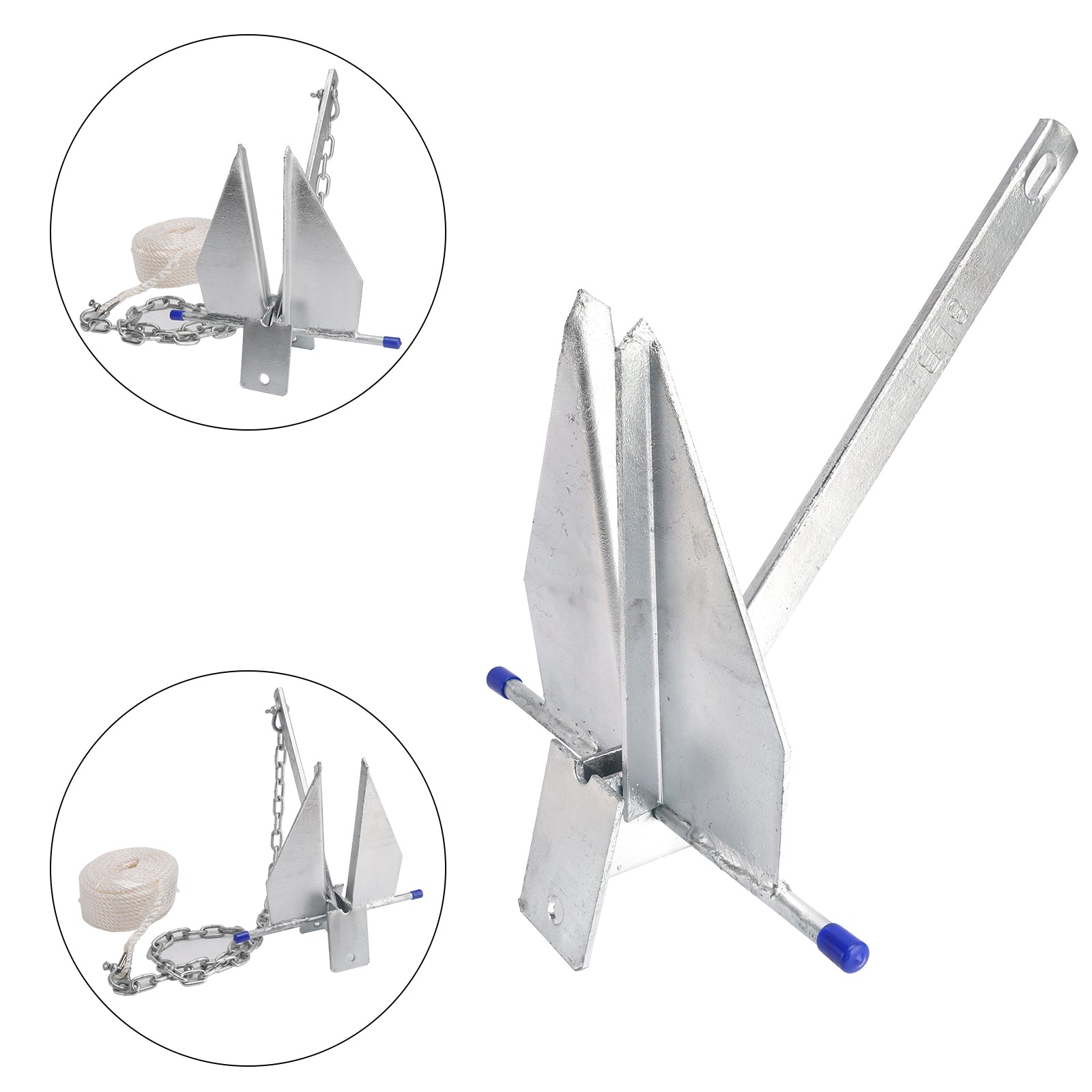 Kit gegalvaniseerd bootanker 13 lbs schuifanker & Ketting & Touw Zilver Voor Boot 13lbs