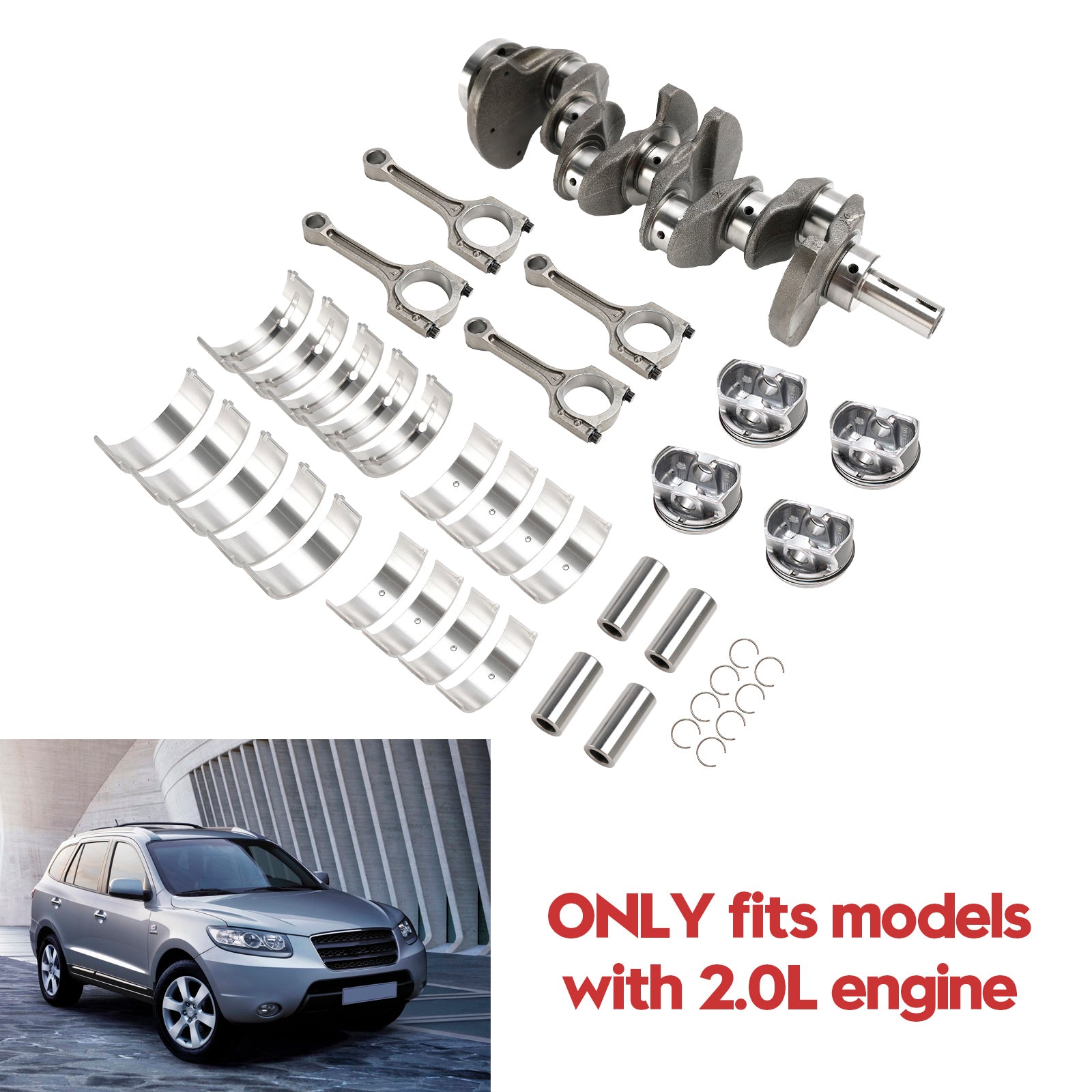 Kit de pistão e bielas do virabrequim para motor G4KD 2.0L & Conjunto de rolamentos para Hyundai Kia Optima