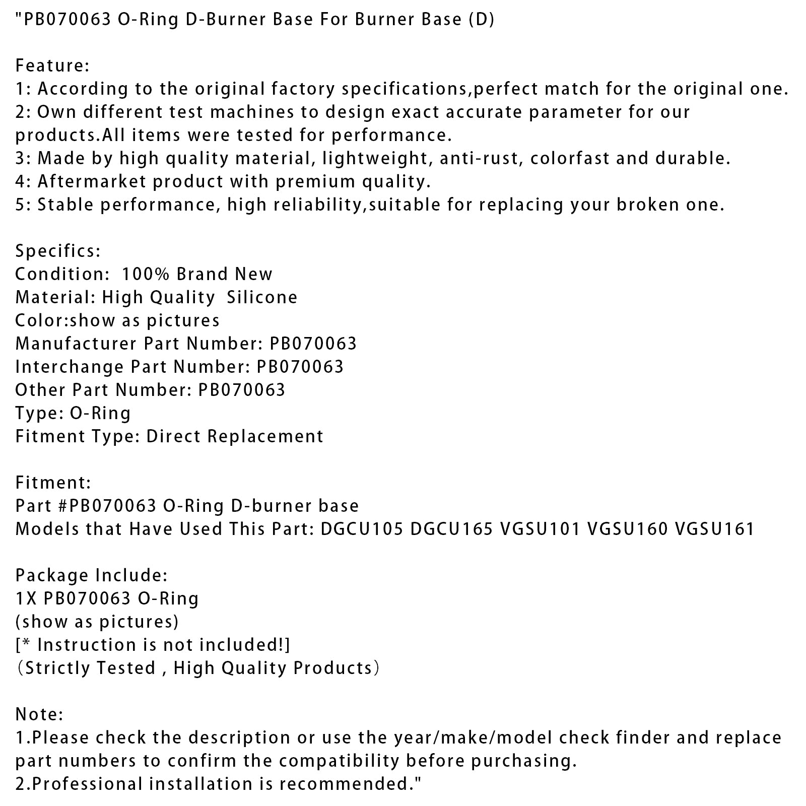PB070063 Base de brûleur à D-Ring pour la base du brûleur (D)