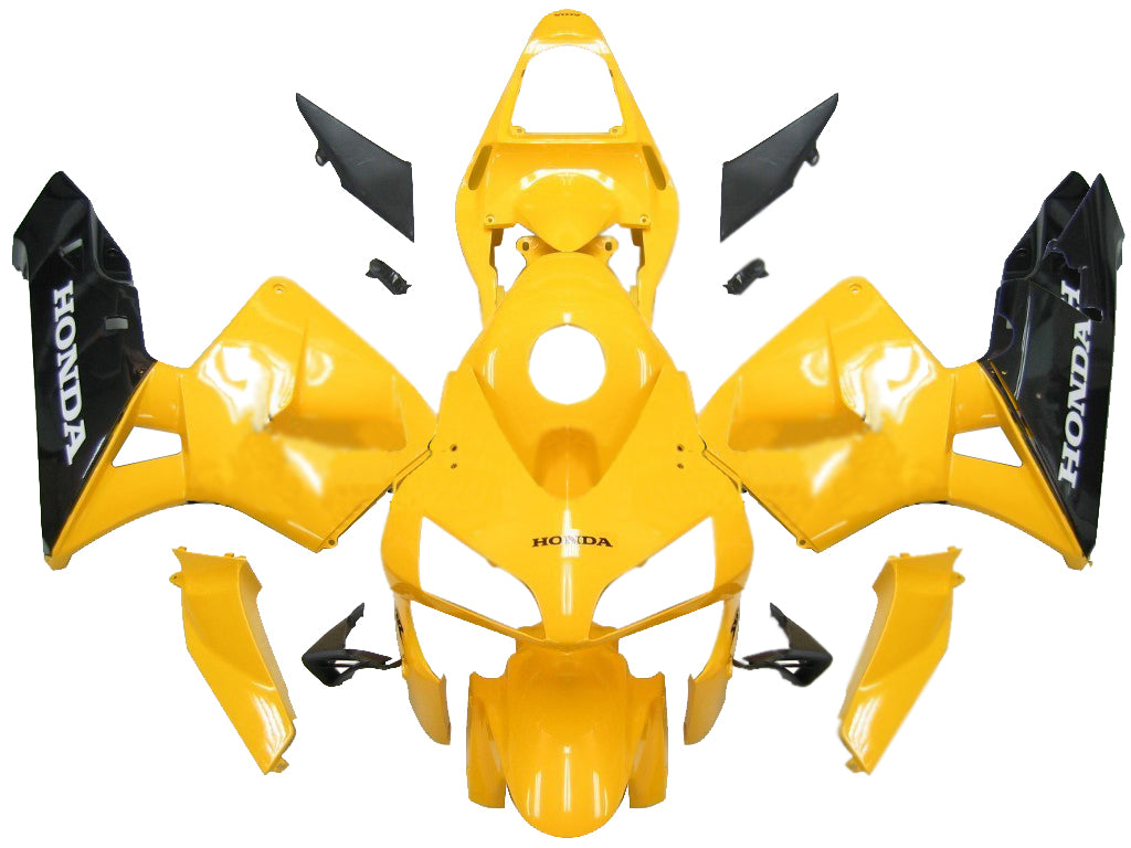 2003-2004 Honda CBR 600 RR Gul & Svarta Honda Racing-kåpor Generiska