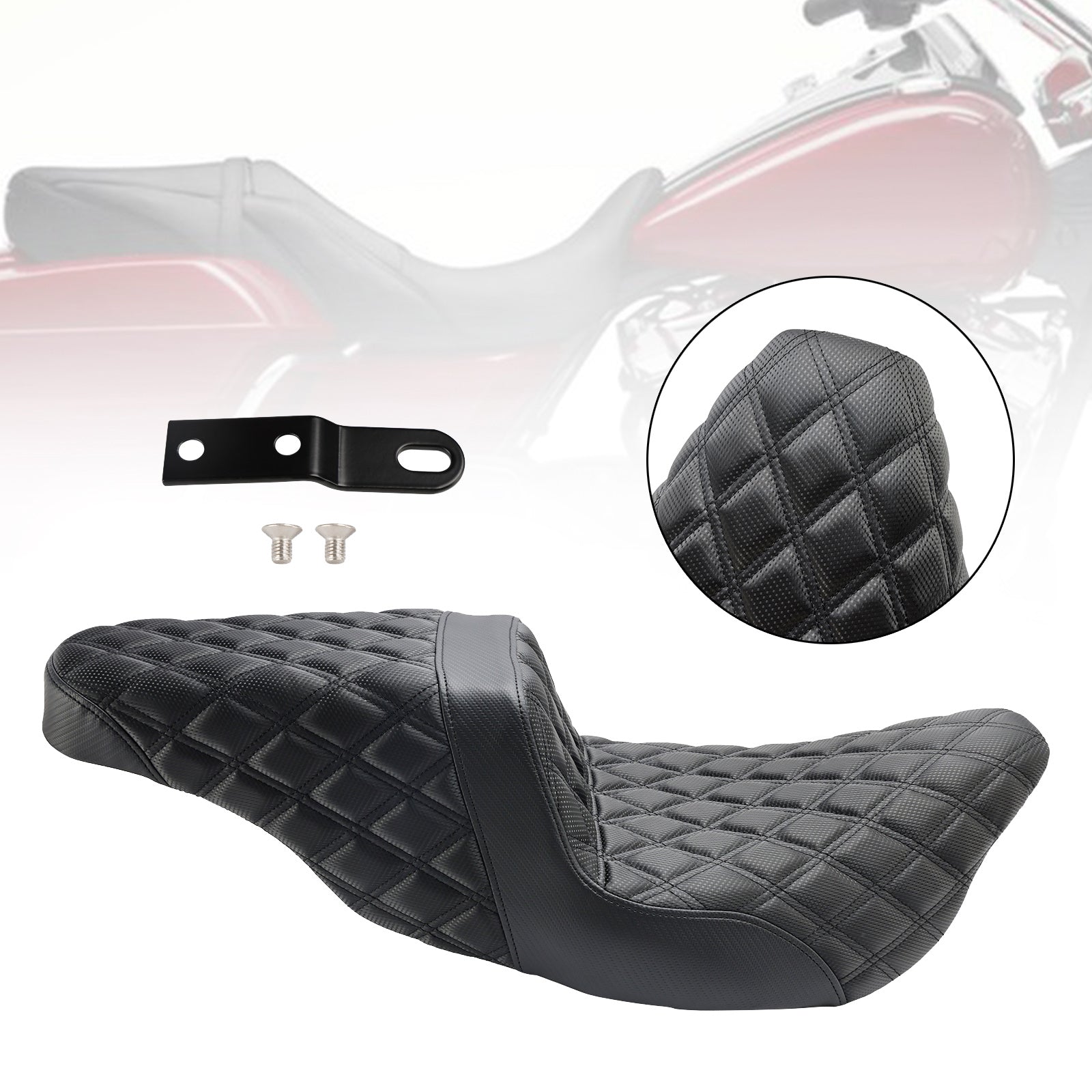 2008-2009, 2019-2022 Electra Glide Standard EFI FLHTI Reemplace el asiento delantero trasero del pasajero negro