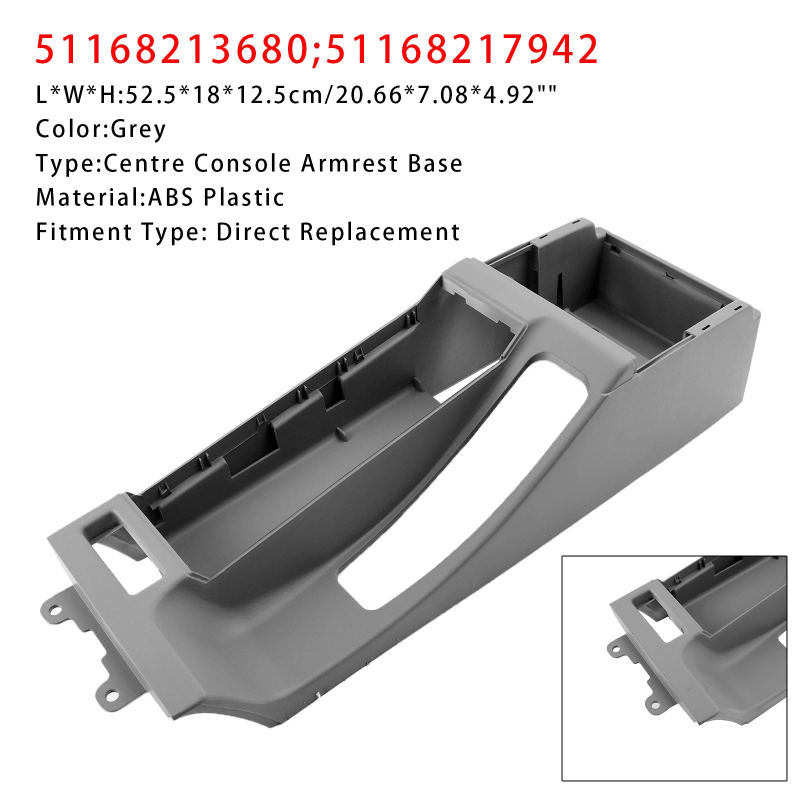 2002-2006 BMW E46 325i 328i Grå Mittkonsol Armstöd Trim Bas 51168213680