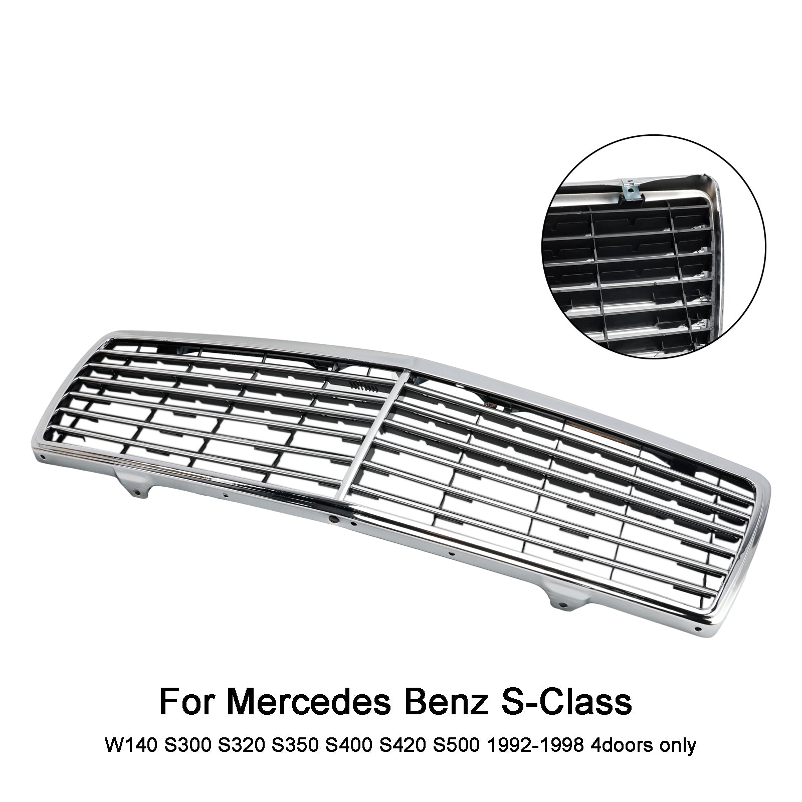 Mercedes Benz Classe S 1992-1998 W140 Grille de pare-chocs avant chromée