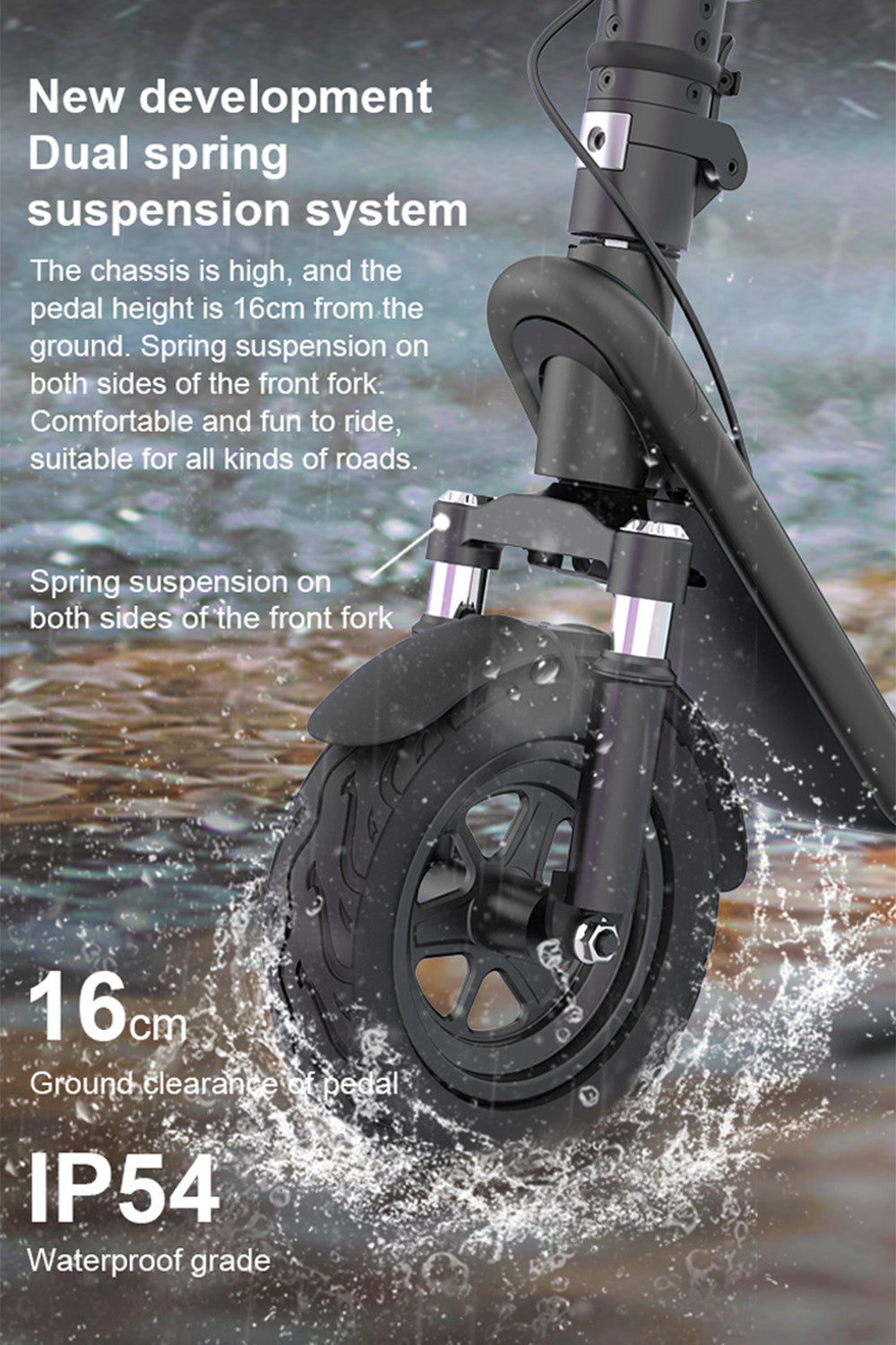 10" Opvouwbare elektrische scooter van aluminiumlegering met schokdemping en achterwielaandrijving voor volwassenen