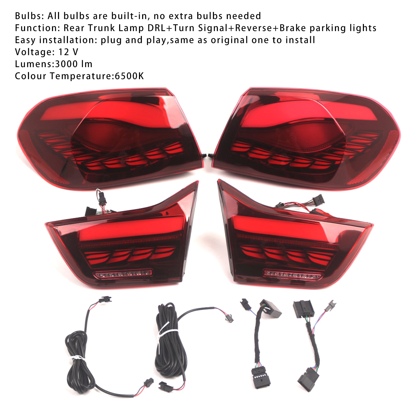 L&Zadné svetlá R Red LED pre BMW 4 M4 GTS F32 F33 F82 F36 F83