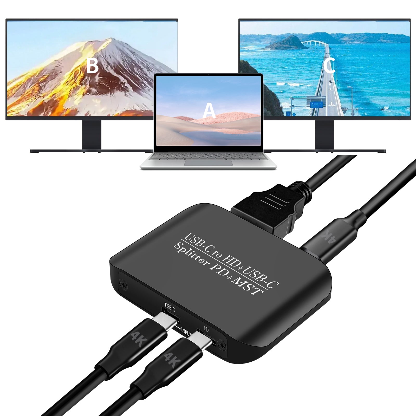 4K60TYPE-C naar HDMI+TYPE-C-adapter Anders Hetzelfde scherm Voedingssplitter