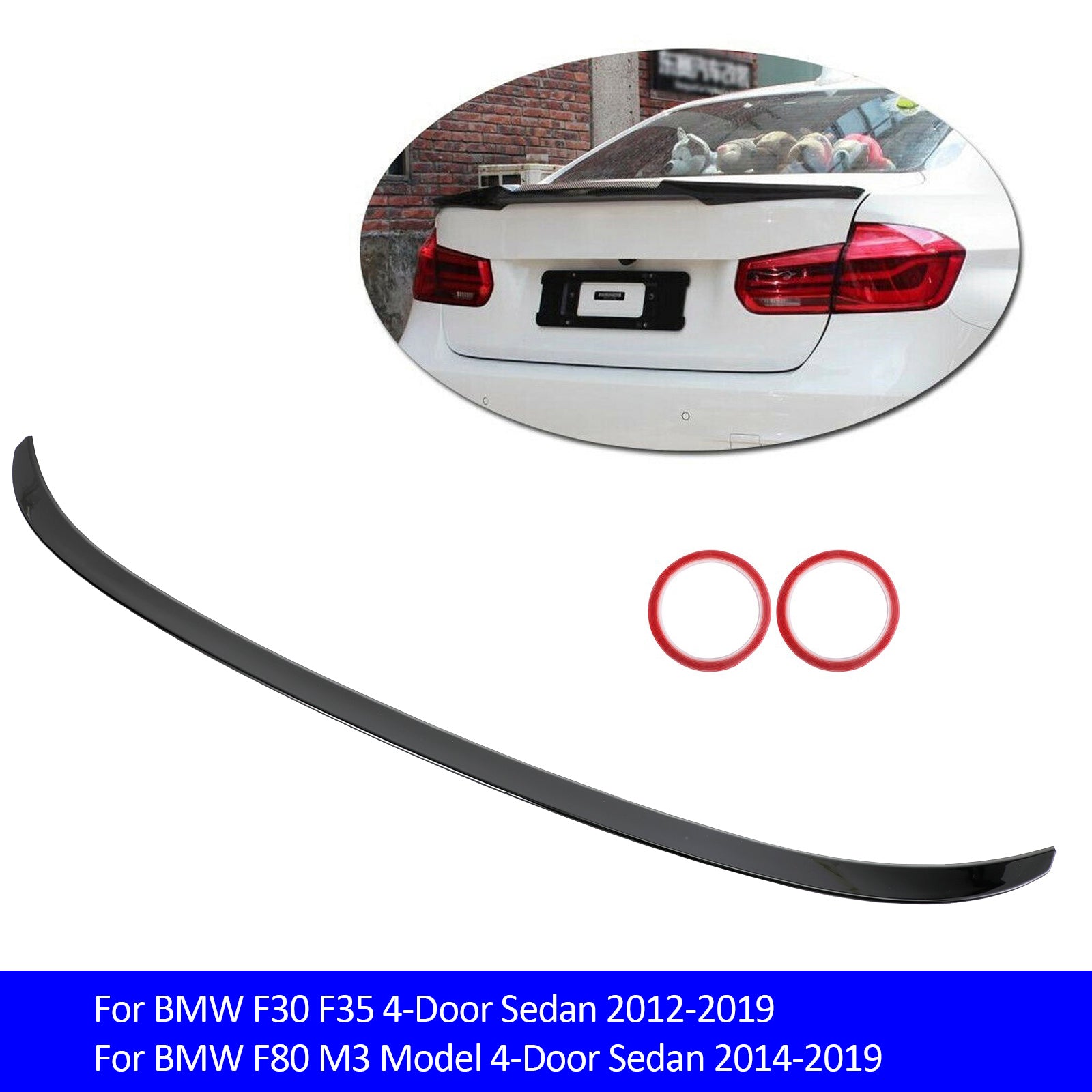 M3 Stijl Kofferbak Spoiler Wing Fit BMW 3 Serie F30 F35 2012-2019 Glanzend Zwart