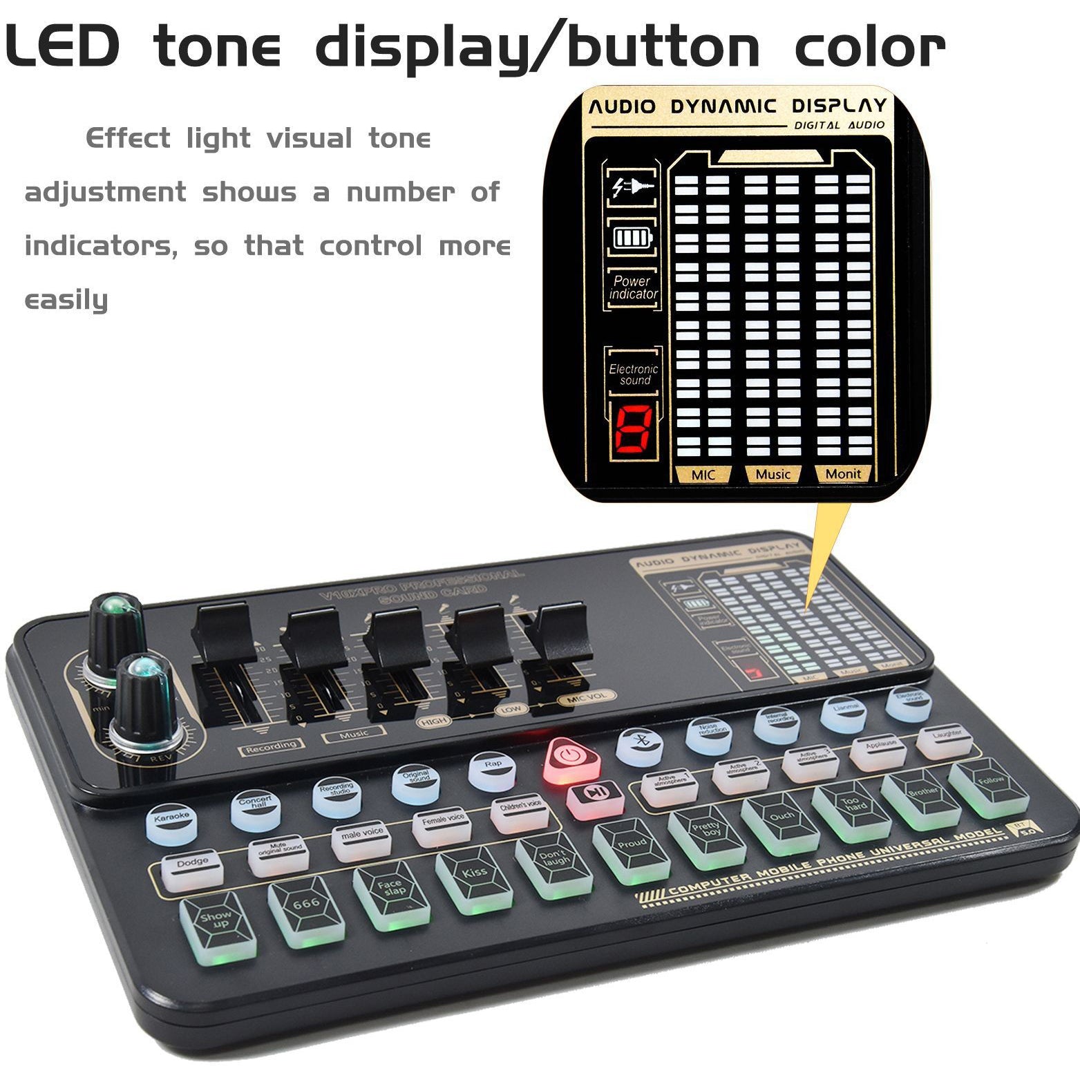 V10 Sound Card Live Sound Card Mobiltelefon Karaoke Computer Live Broadcast Tik Tok Equipment