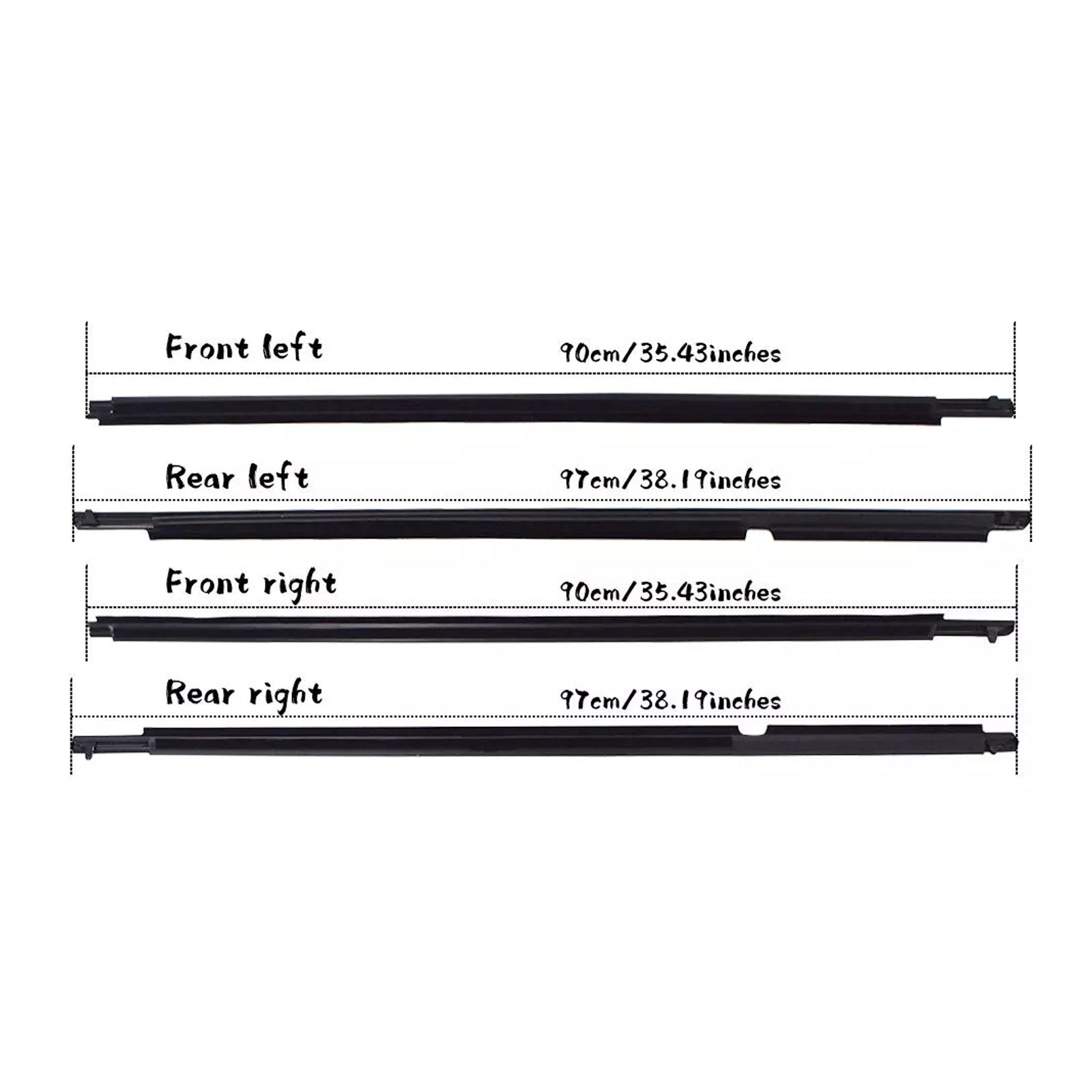 2008-2010 Toyota Highlander 4Pcs Weatherstrip Window Moulding Trim Seal Belt