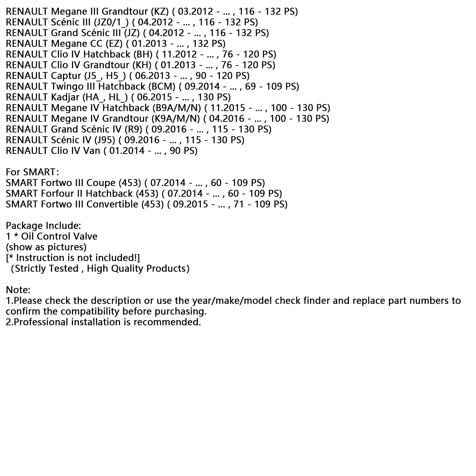 Oil Control Valve Timing VVT Solenoid 237964892R For Renault For Nissan