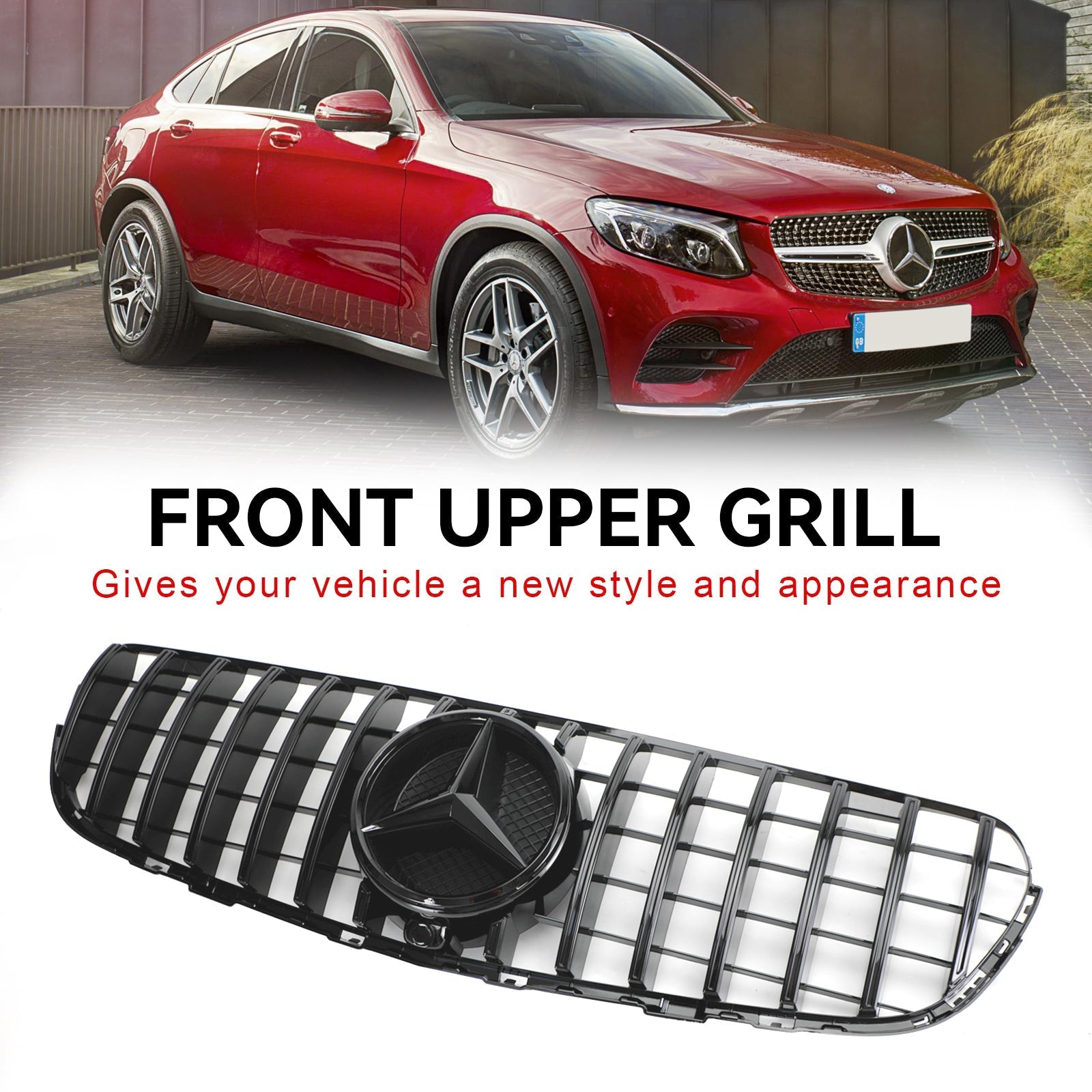 2015-2019 GLC X253 C253 Mercedes Benz voorbumpergrille Grill glanzend zwart