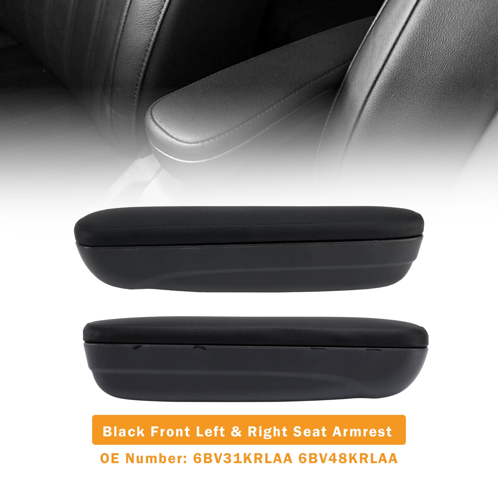 Fiat 500 Abarth, 2016-2019, čierny predný ľavý & Lakťová opierka pravého sedadla 6BV31KRLAA