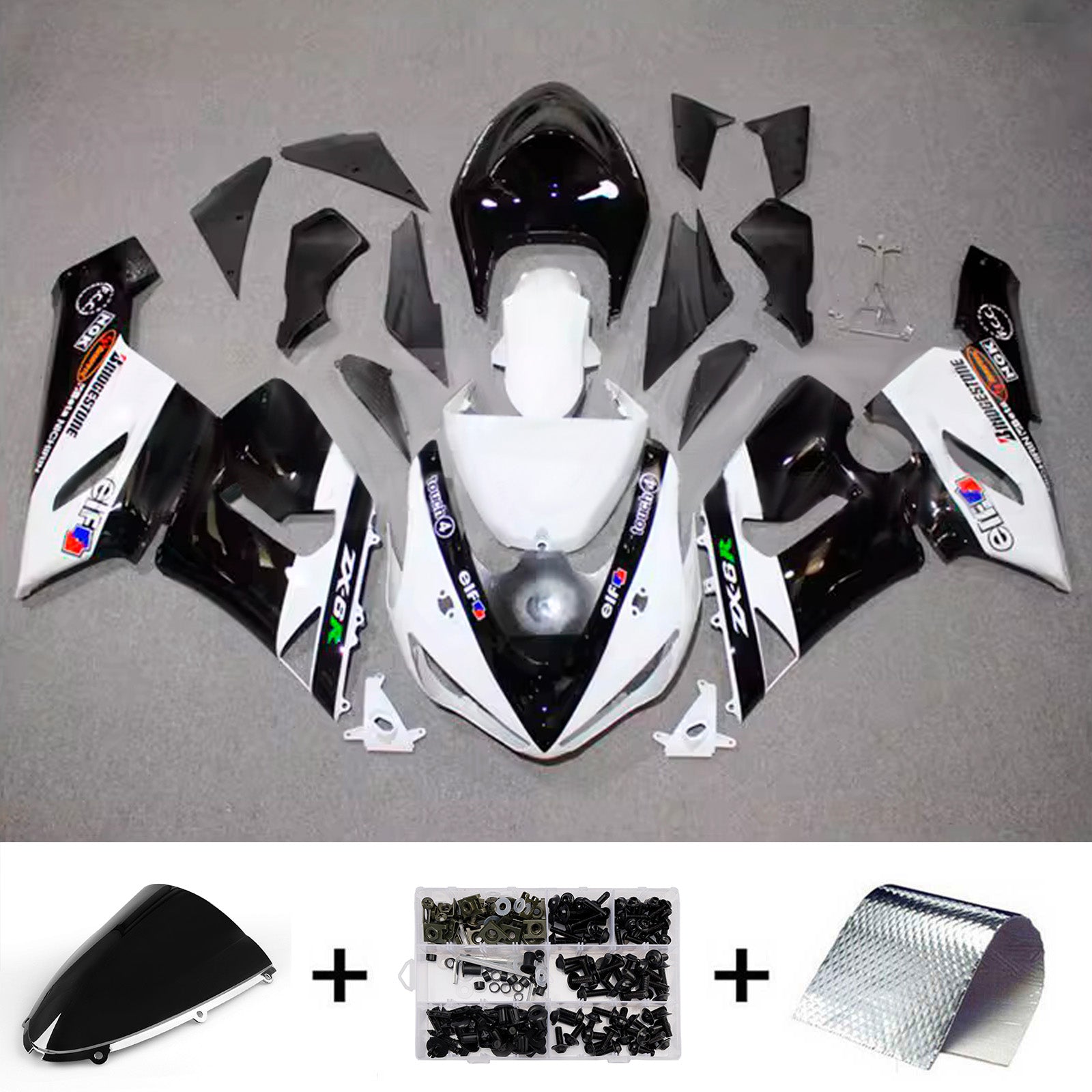 Injection Fairing Kit Bodywork Plastic ABS fit For Kawasaki ZX6R 636 2005-2006