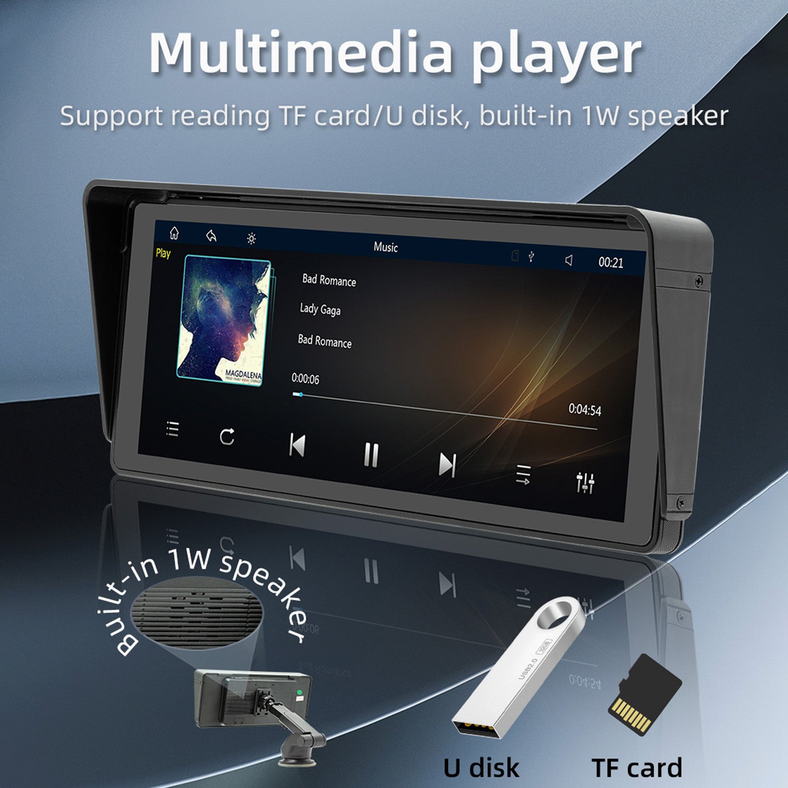 10.26" Auto MP5 prehrávač Bluetooth FM vysielač Bezdrôtový Carplay 4 LED kamera