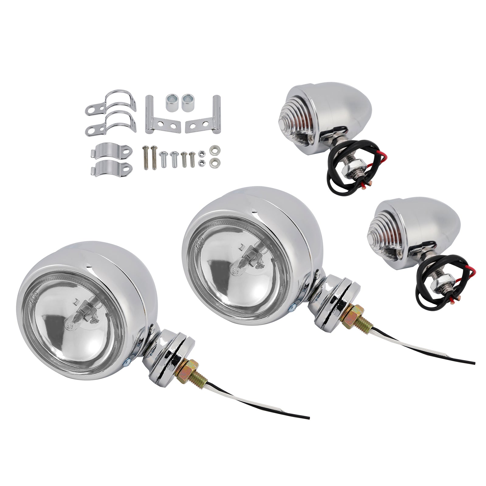 Motorcycle Beam Headlight Fog lampe personnalisée Chrome # D19 pour Racer Bobber Chopper