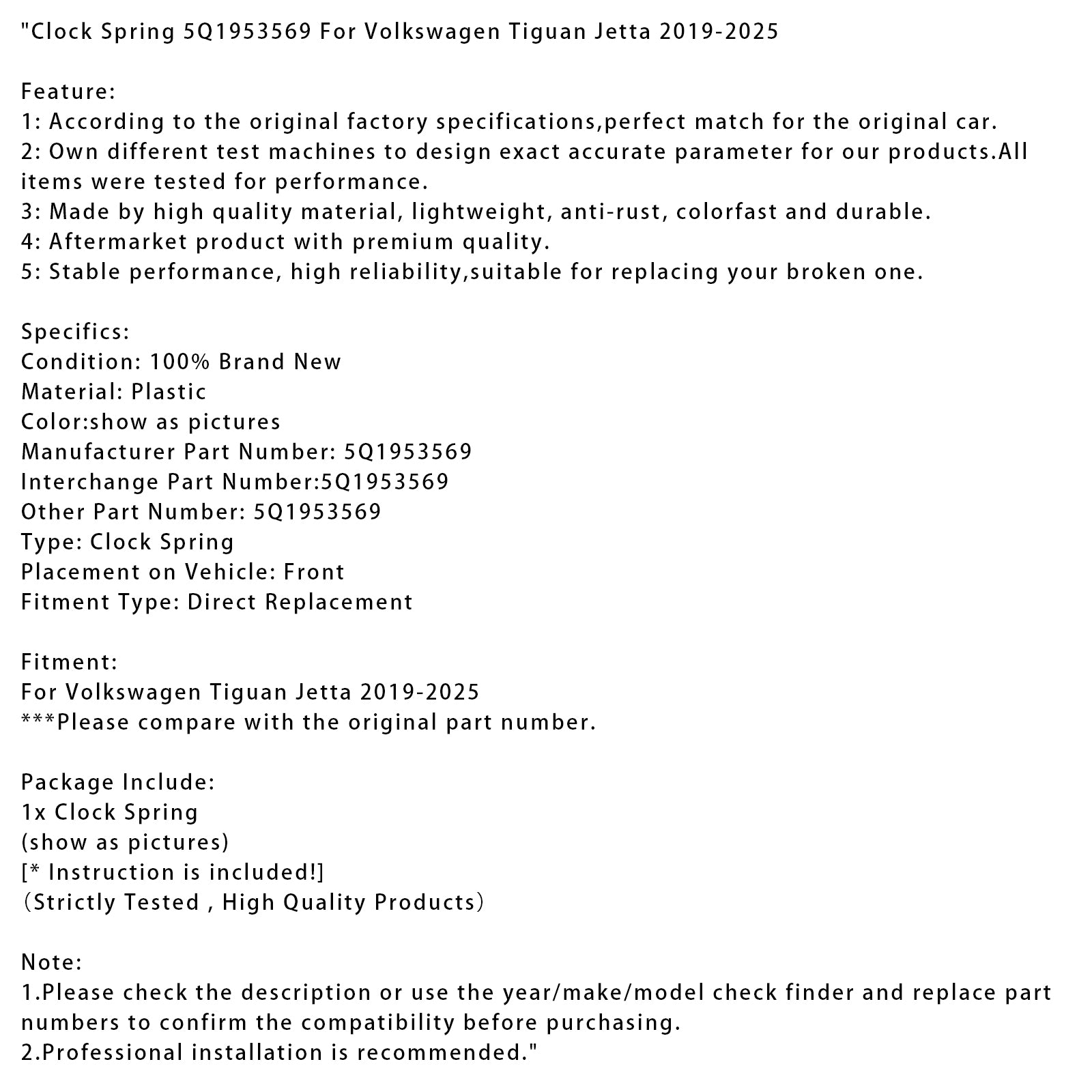 2019-2025 Volkswagen Tiguan Jetta klokveer 5Q1953569