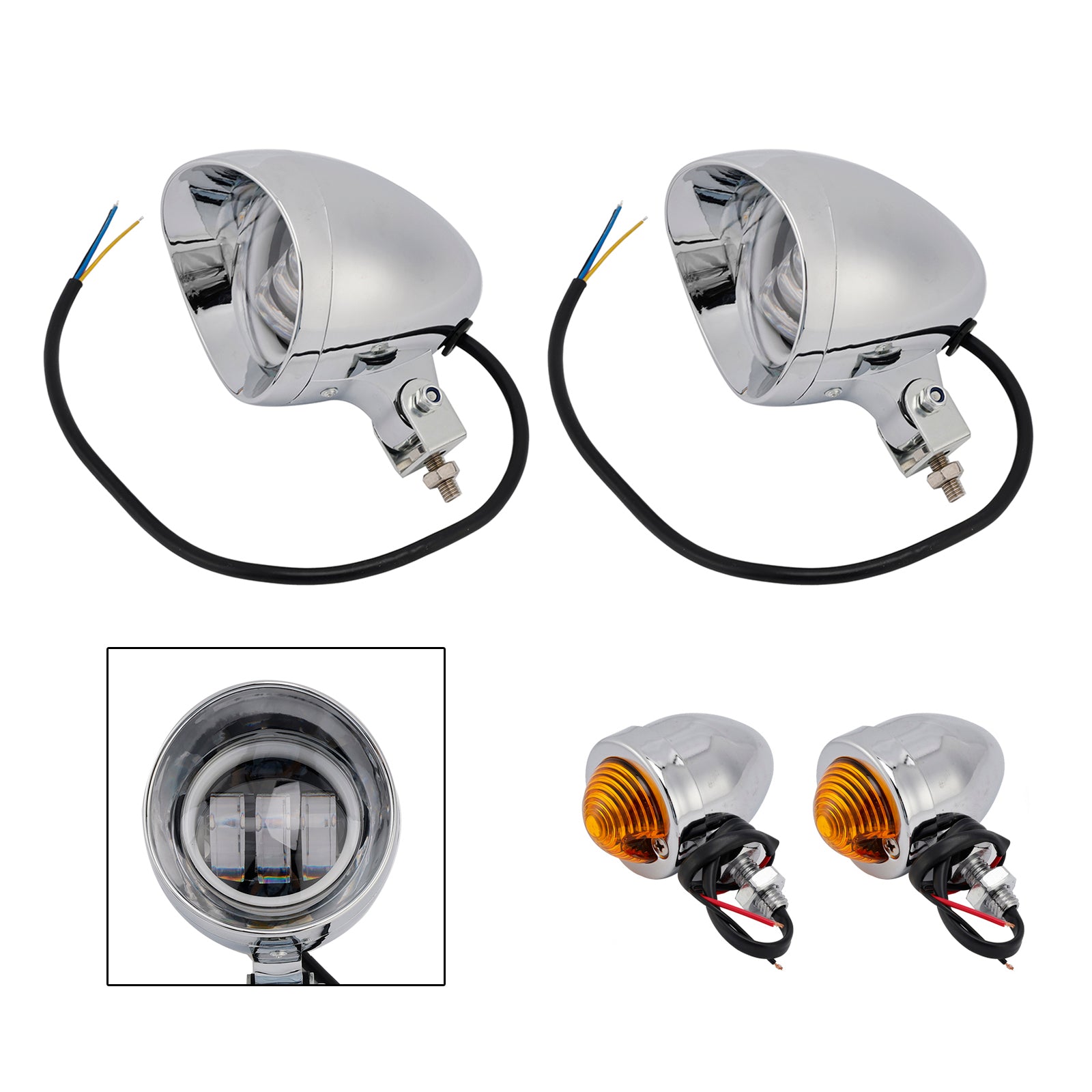#D18 Hodelys Lamp Spotlight Universal Coler Switch Passer Chrome for Motorcycle