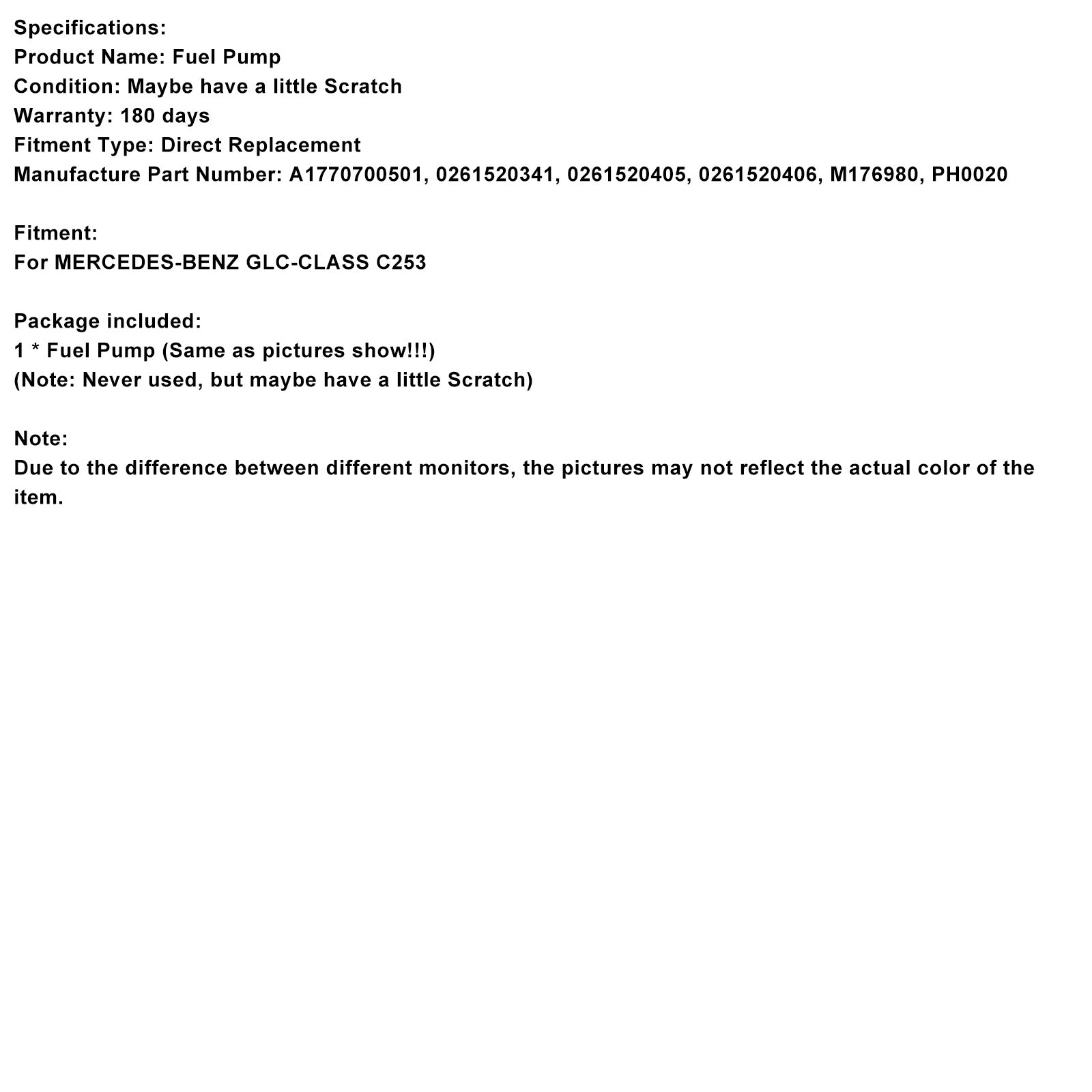 Mercedes-Benz GLC-Class C253 High Pressure Fuel Pump A1770700501