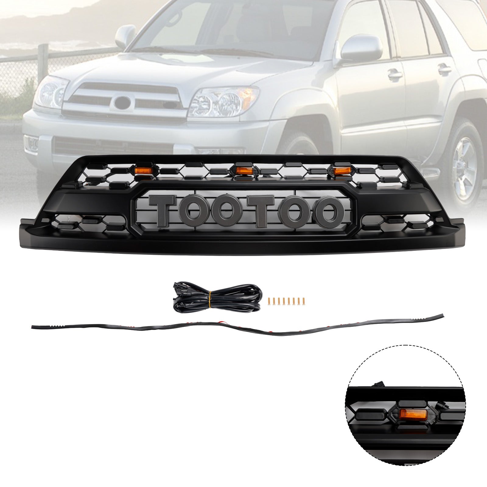 Front Bumper Grill Grille fit Toyota 4Runner 2002-2005 TRD PRO Style W/ LED