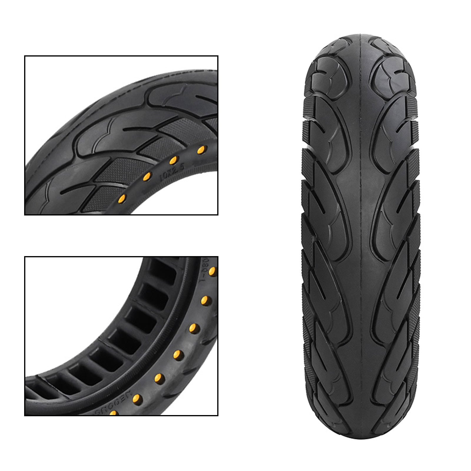 10x2.5 Rubber Solid Tire 60/70-6.5 for KUGOO M4 Honeycomb Tyre Replace