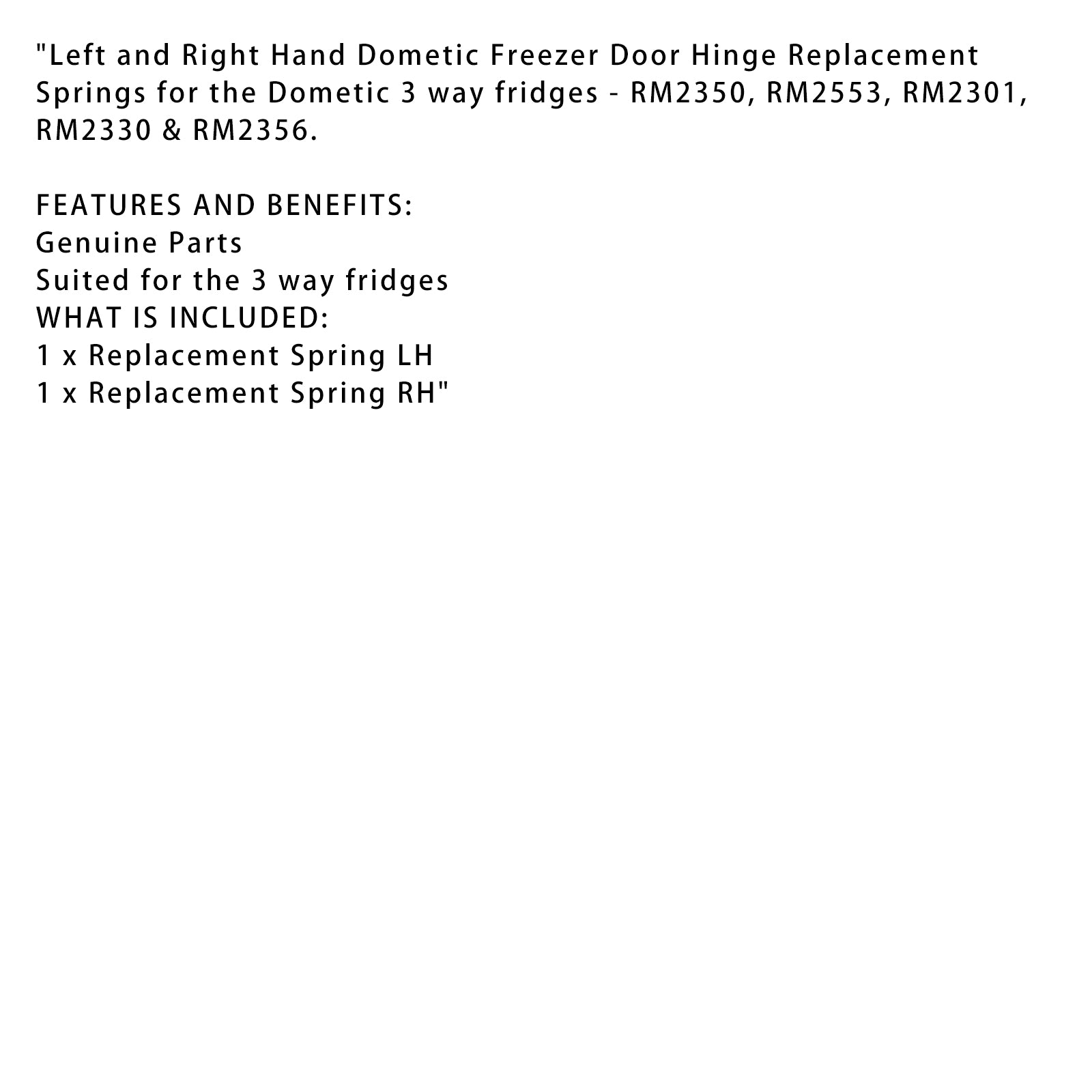 Solas de substituição da dobradiça da porta do freezer para Dometic RM2301 RM2553 RM2350