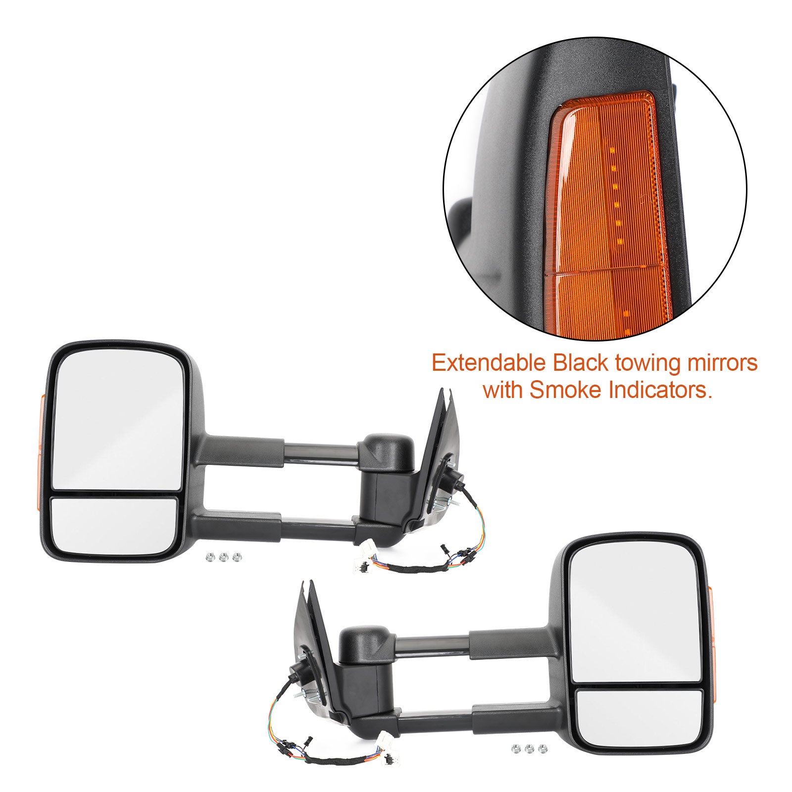 2015+ Pair Mitsubishi Triton Electric Extendable Towing Mirrors for Black