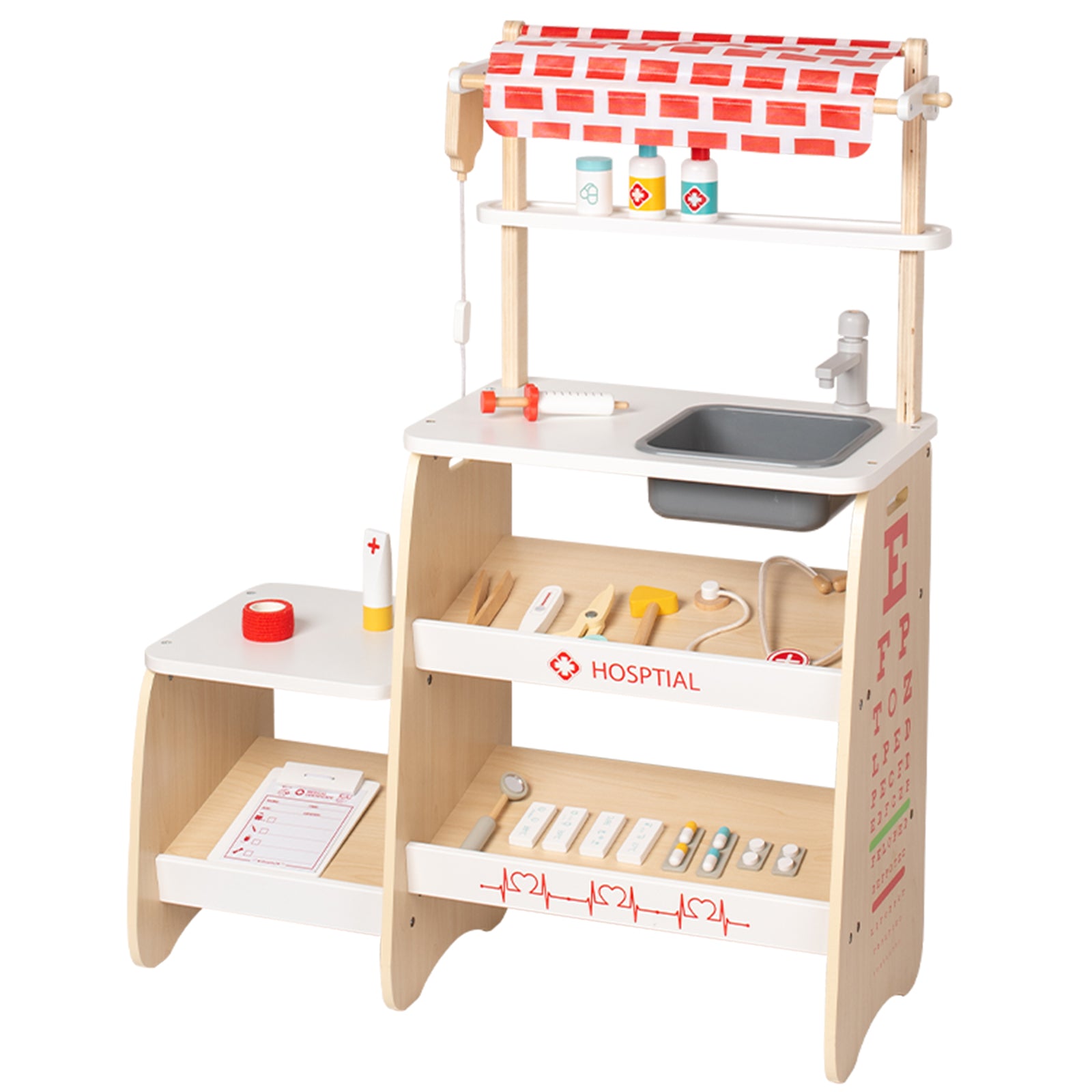 Juego de juguetes de simulación con soporte para clínica médica para niños con 22 accesorios a partir de 3 años