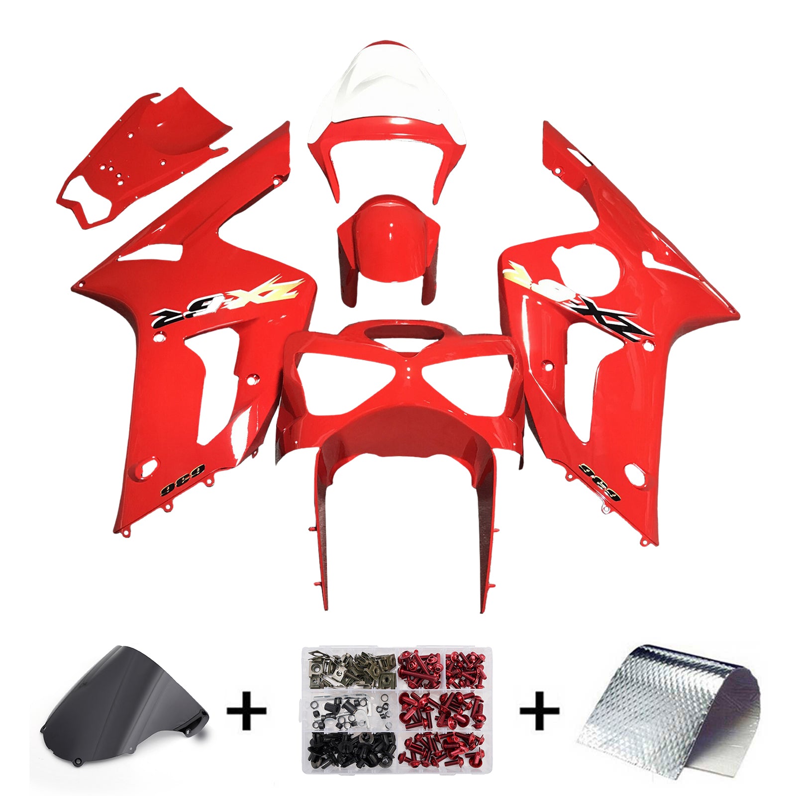 Injeksjon Fairing Kit Bodywork Plast Abs Fit for Kawasaki ZX6R 636 2003-2004