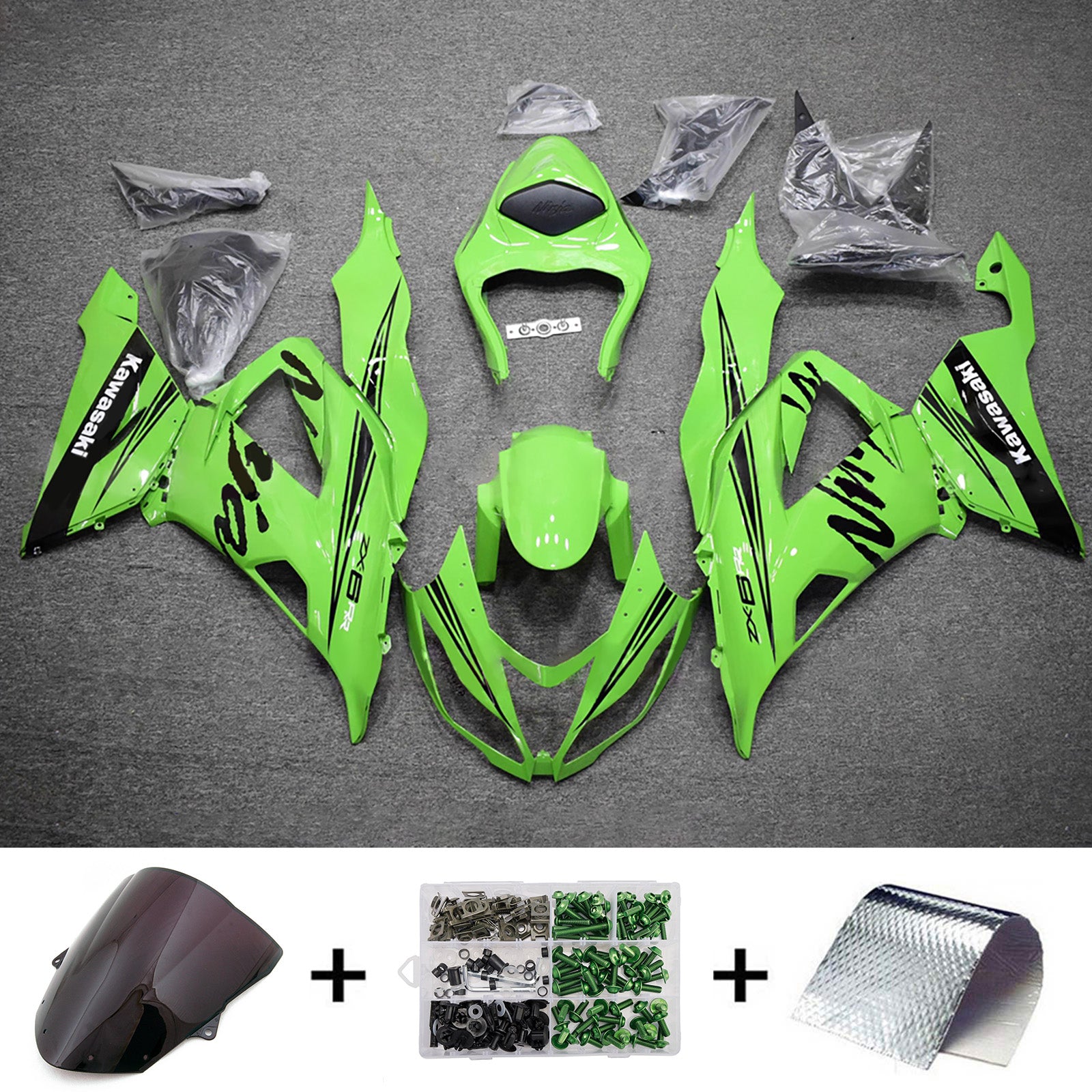 Kit carena iniezione carrozzeria in plastica ABS adatta per Kawasaki ZX6R 636 2013-2018