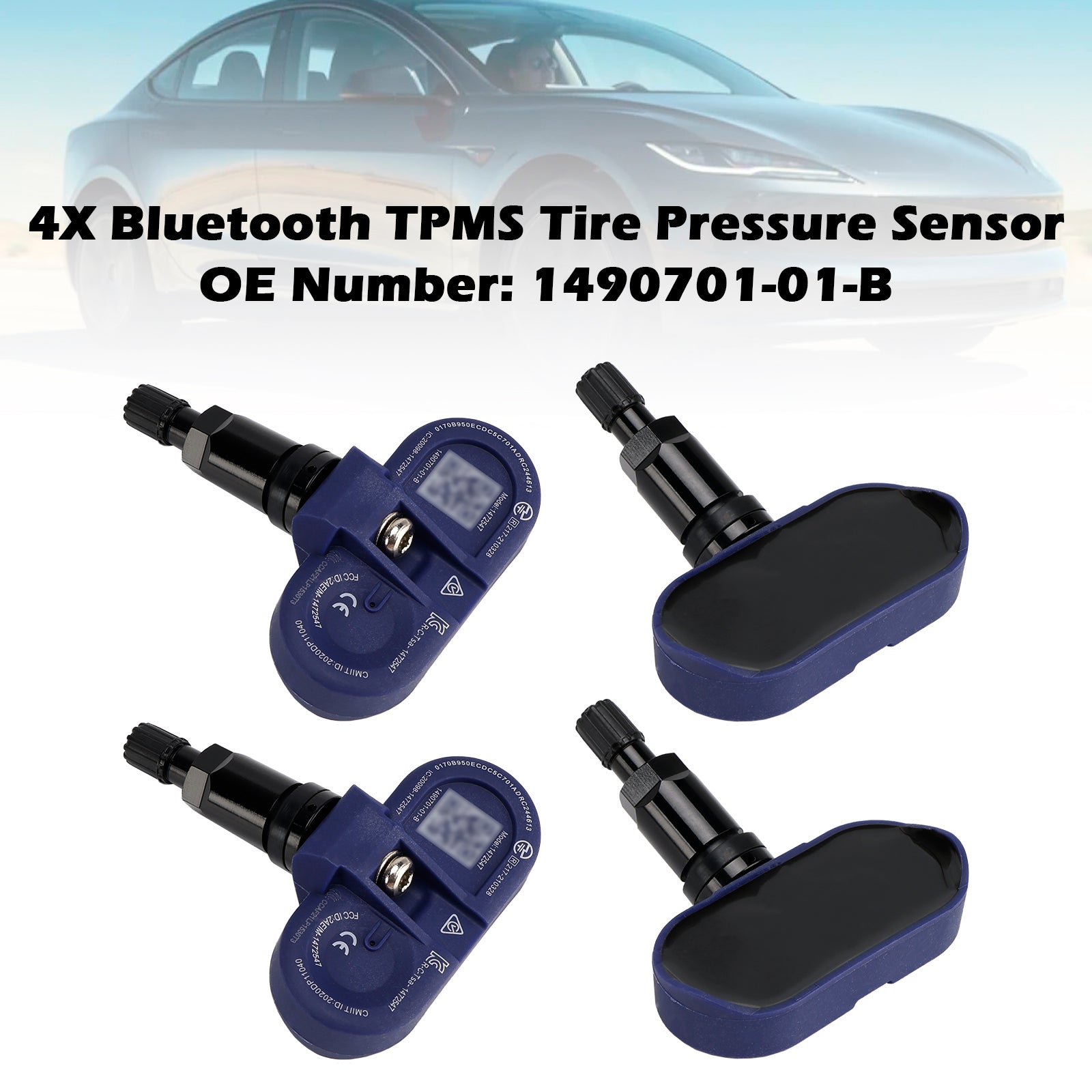 2021-2024 Tesla Model 3/S/X/Y 4 sensores de presión de neumáticos Bluetooth TPMS