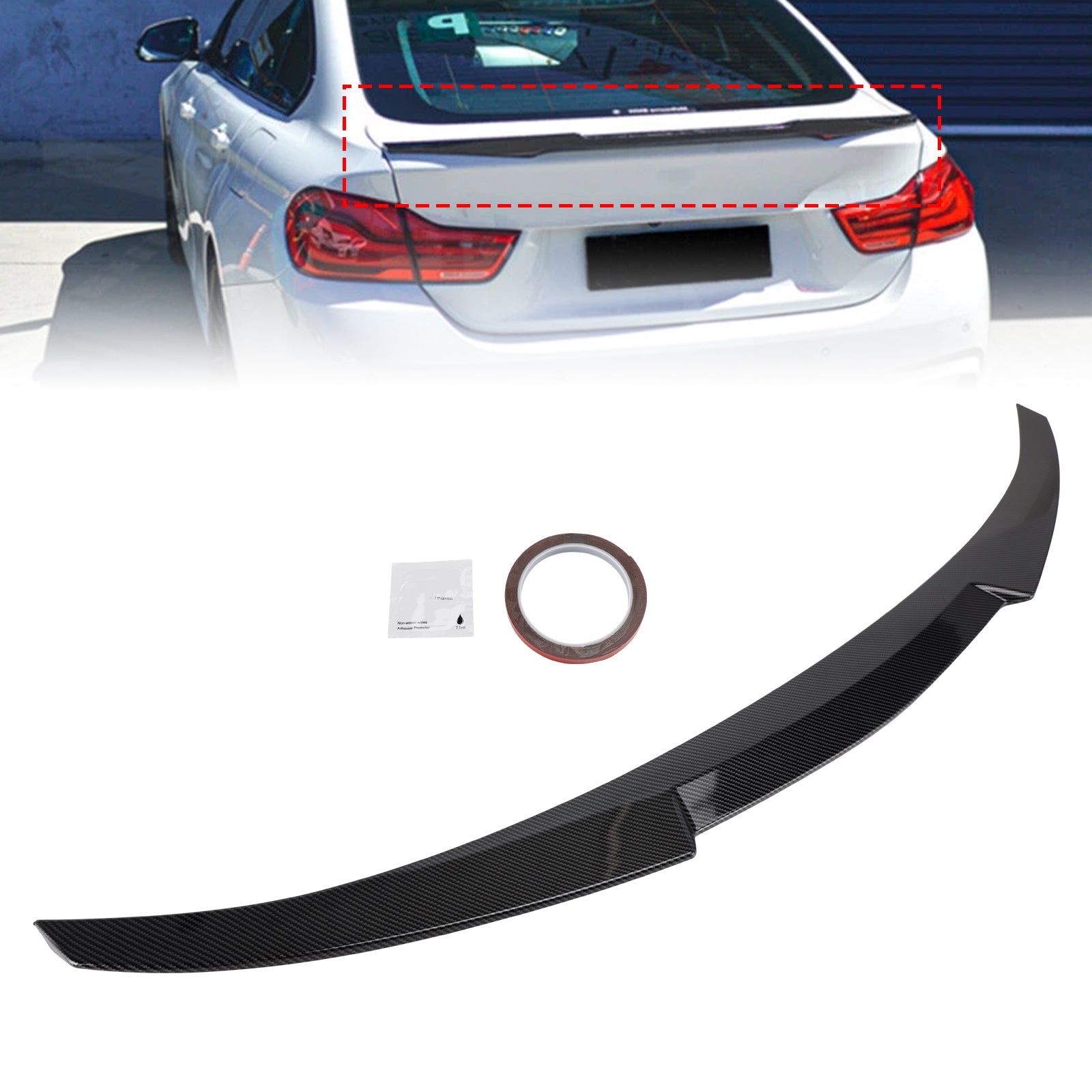 2014-2020 BMW 4 Series F36 4DR Coupe M4 Style Carbon Fiber Look Rear Boot Spoiler