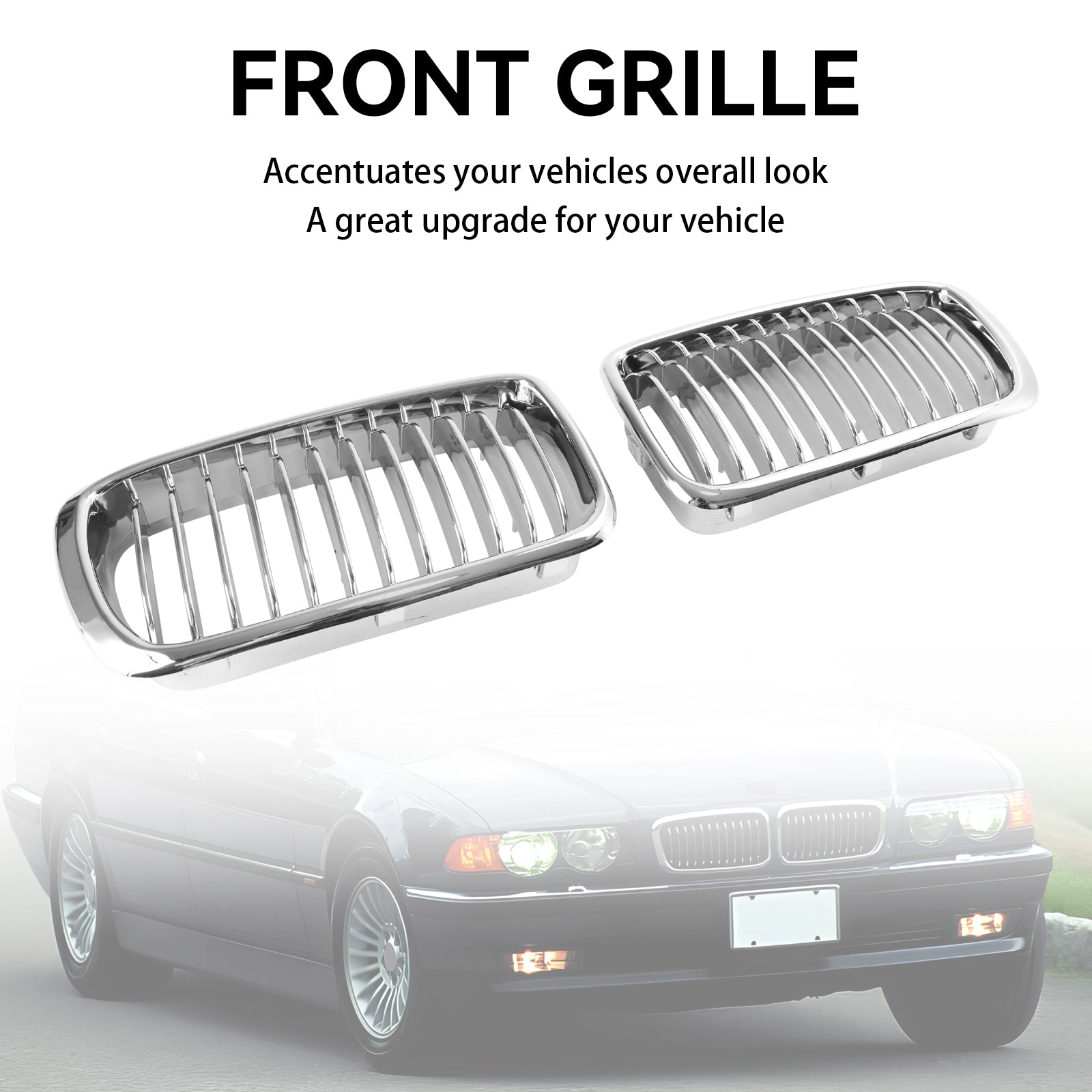 1994-2001 BMW 7 Series E38 Chrome Front Kidney Grill Grille 2pcs