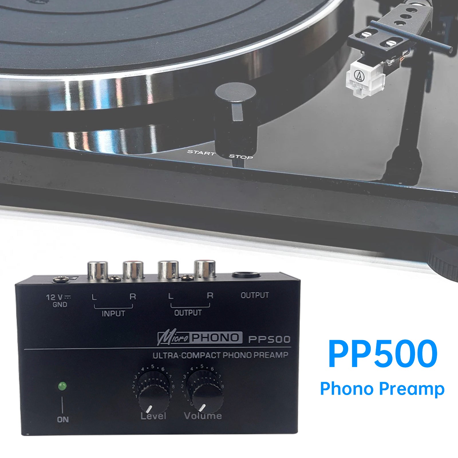 PP500 Phono Preamp Preamplifier 12V Level Volume Control for LP Vinyl Turntable