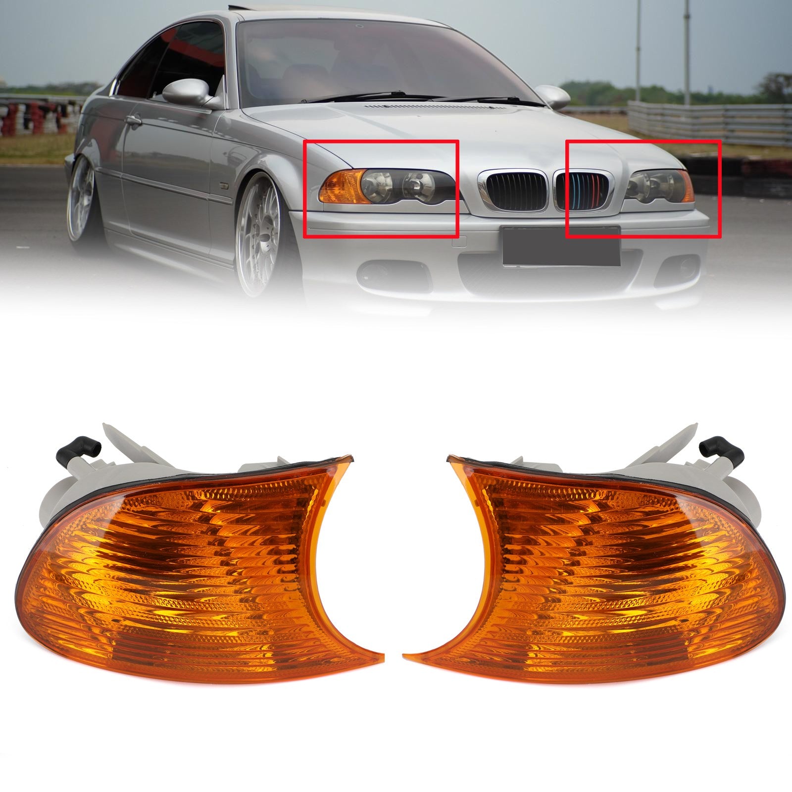 1998-2001 BMW 3 Série E46 Coupe Par de Coupe Amber Corner Light 63126904299