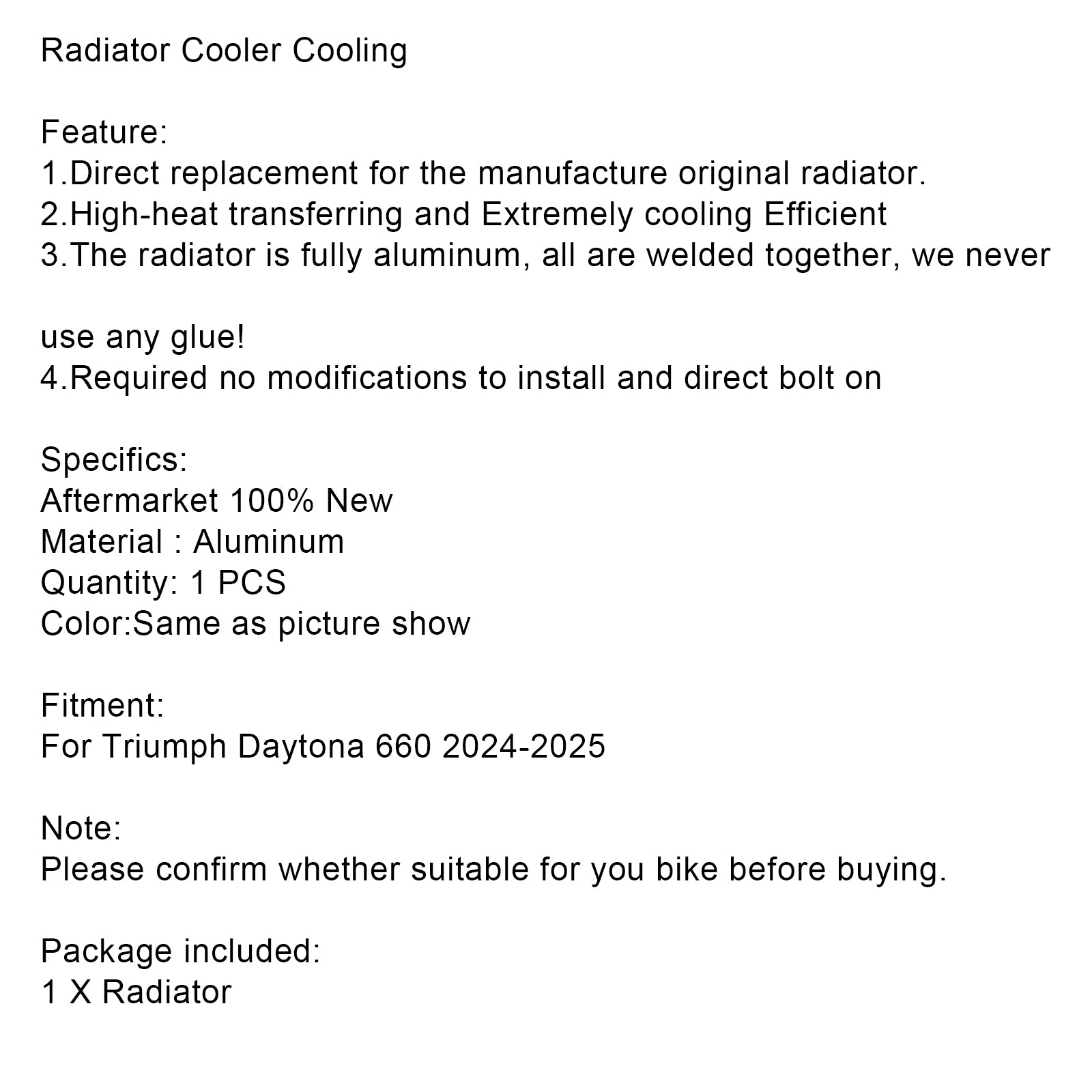 2024-2025 Daytona 660 Radiator Motor Cooler