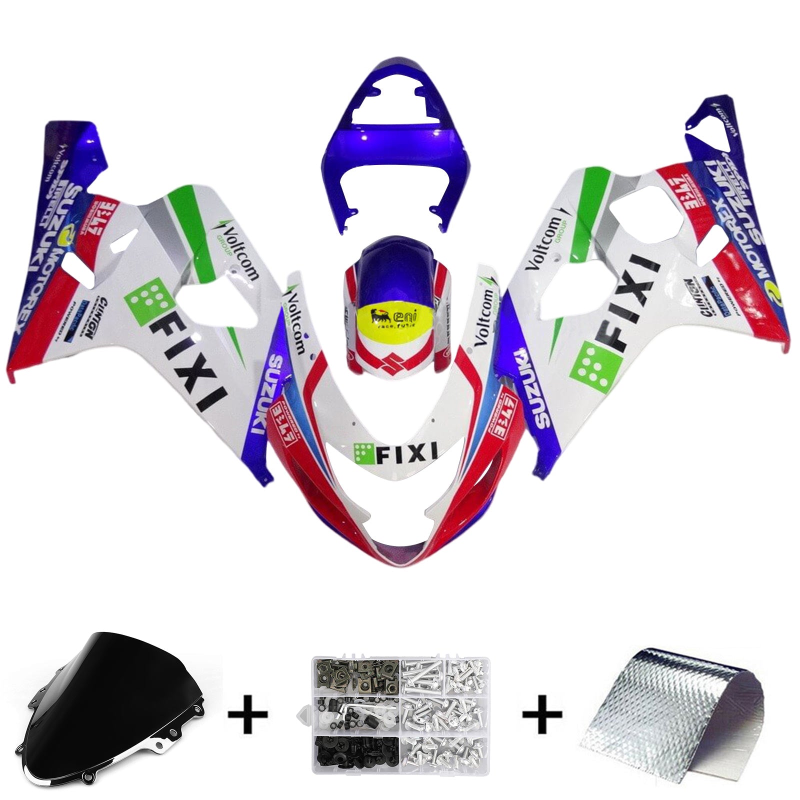 2004-2005 Suzuki GSXR 600/750 K4 Injeksjon Fairing Kit Bodywork Plastic ABS