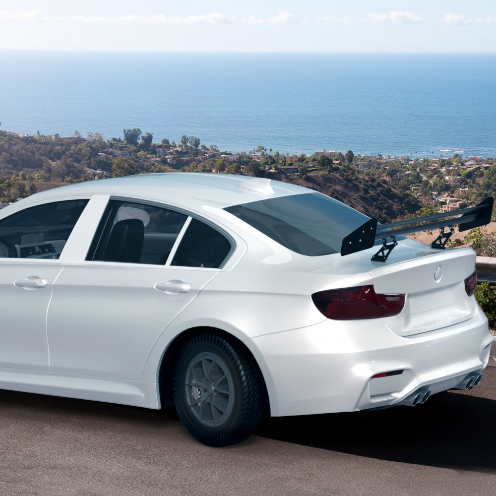 Universal aluminiumjusterbar dobbeltdekk GT bakstammeving spoiler svart