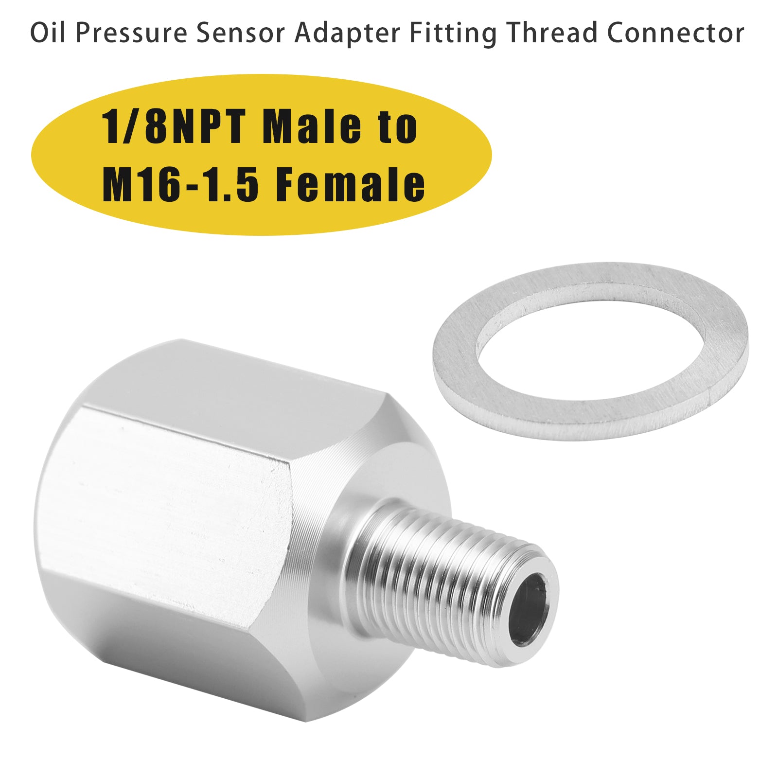 Adaptateur de capteur de pression d'huile 1/8NPT mâle à M16-1.5 femelle, connecteur fileté