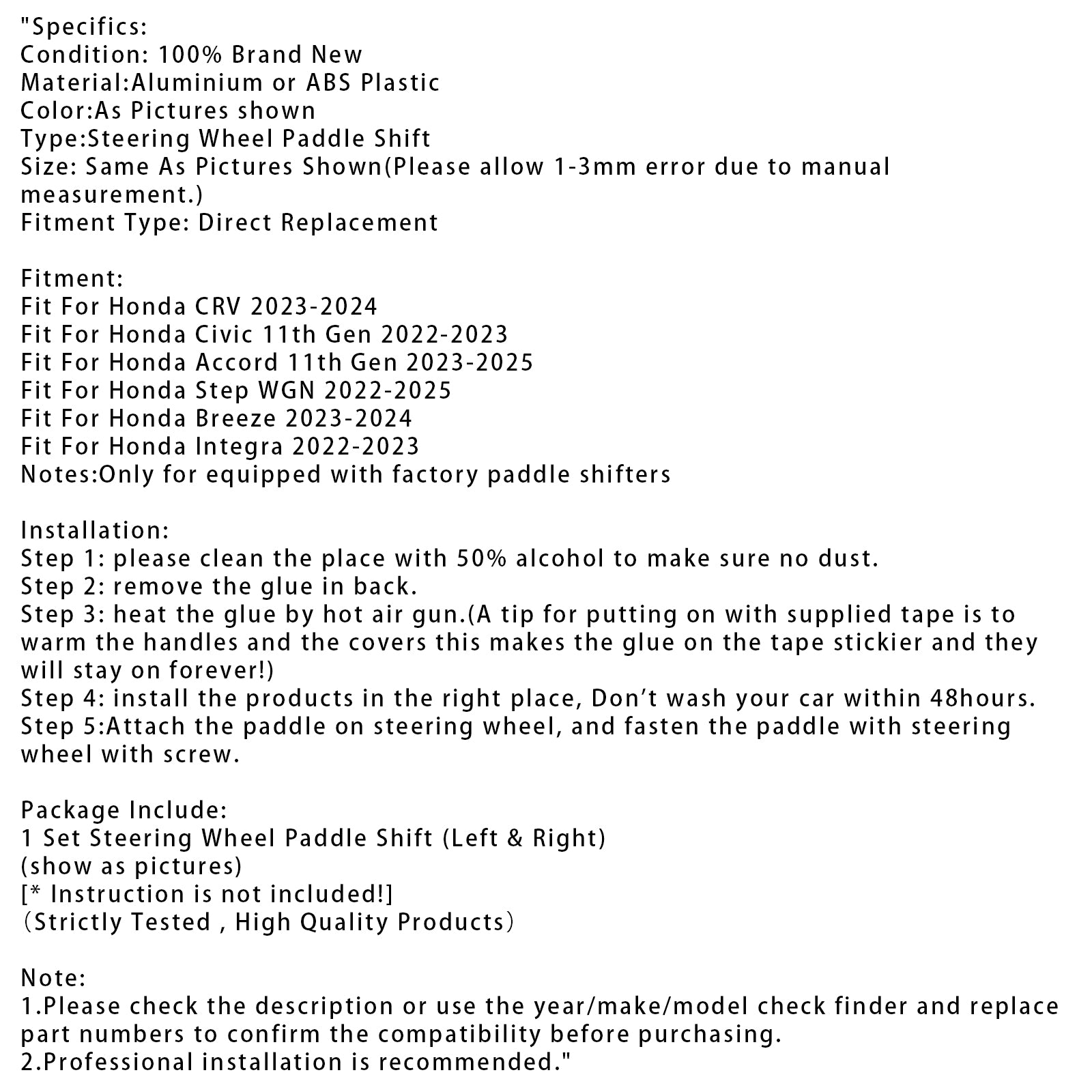 Extension de paletteur de volant pour Honda CRV Civic 11