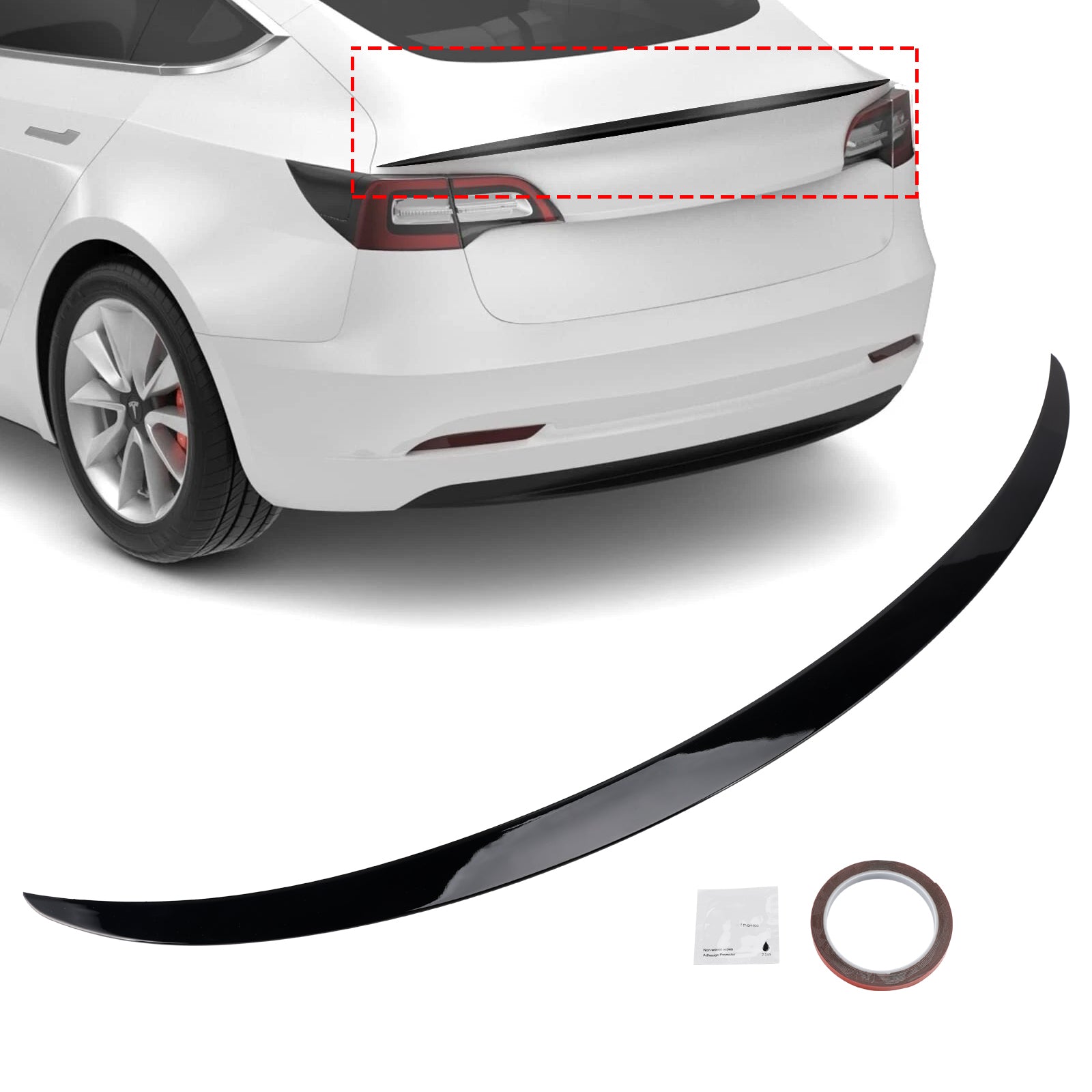 2017-2023 Tesla Model 3 Original Factory Style Gloss Black Rear Boot Spoiler Generic