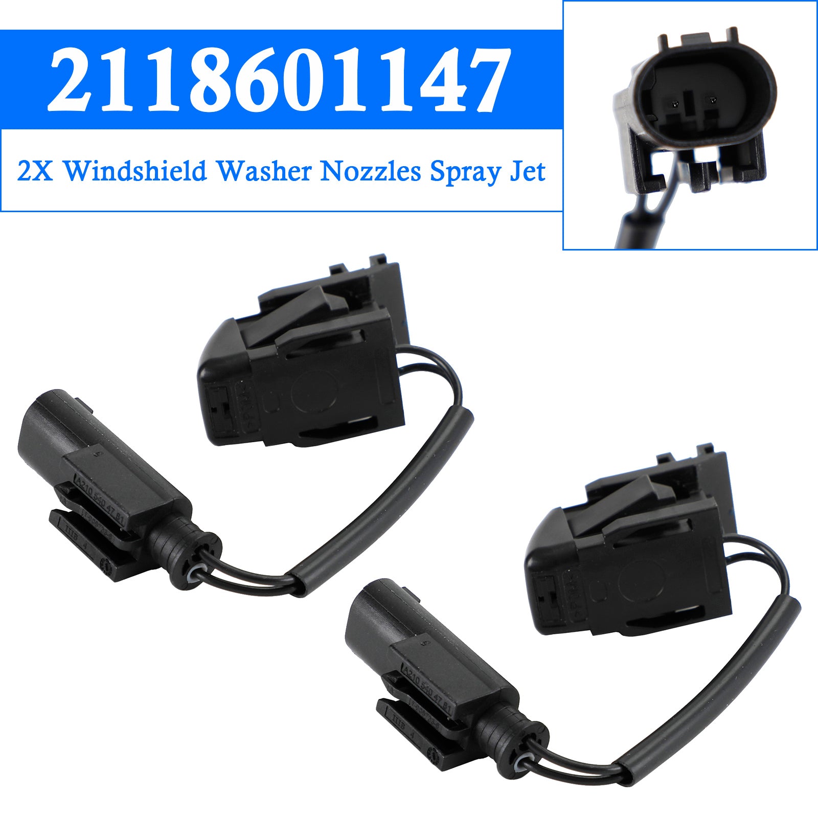 2X Windshield Washer Nozzles Spray Jet for Mercedes-Benz W203 W208 2118601147