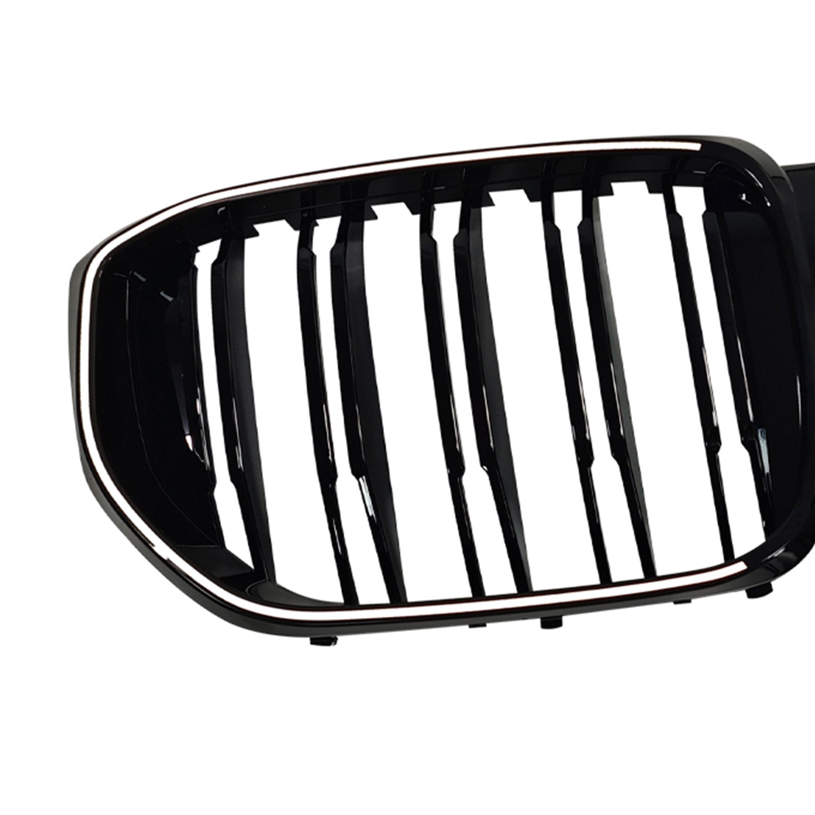 Black Front Bumper Grille Grill Fit BMW G05 LCI X5 2024+ Double Line W/LED