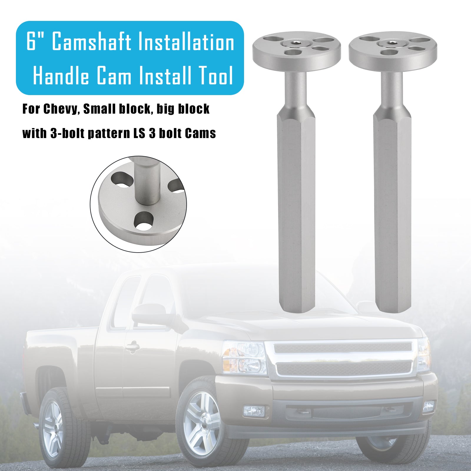 2x 6" Camshaft Installation Handle Cam Install Tool For Chevy with 3-bolt pattern