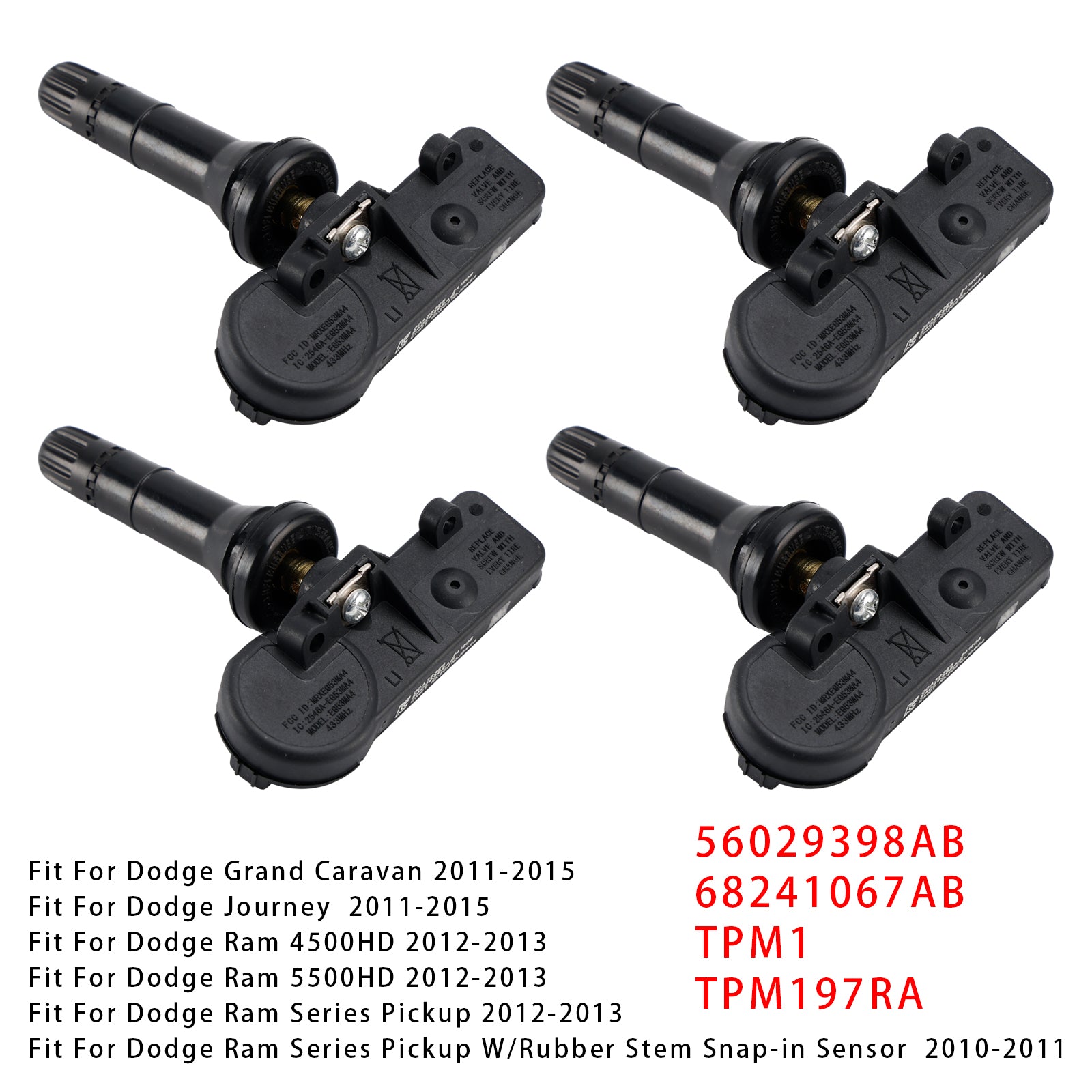4X TPMS Tire Pressure Sensor For Dodge Jeep Chrysler RAM 56029398AB