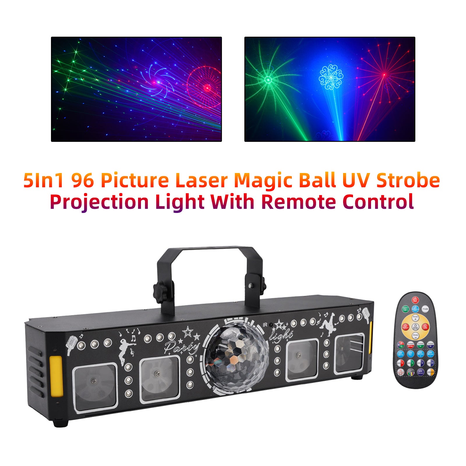 5In1 96 Picture Laser Magic Ball UV Strobe Projection Light With Remote Control