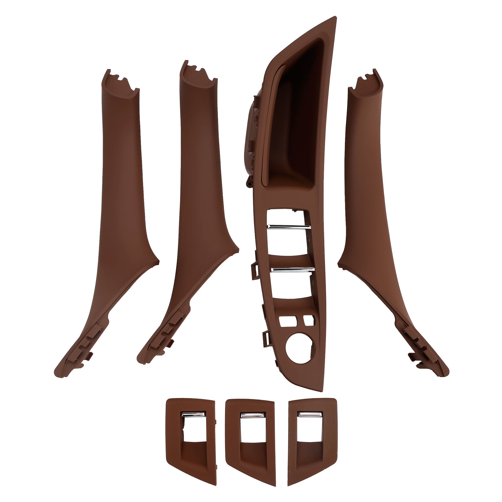 7x Rood Bruin Binnendeurpaneel Handvat Pull Trim Voor BMW 5 Serie F10 F11 10-16