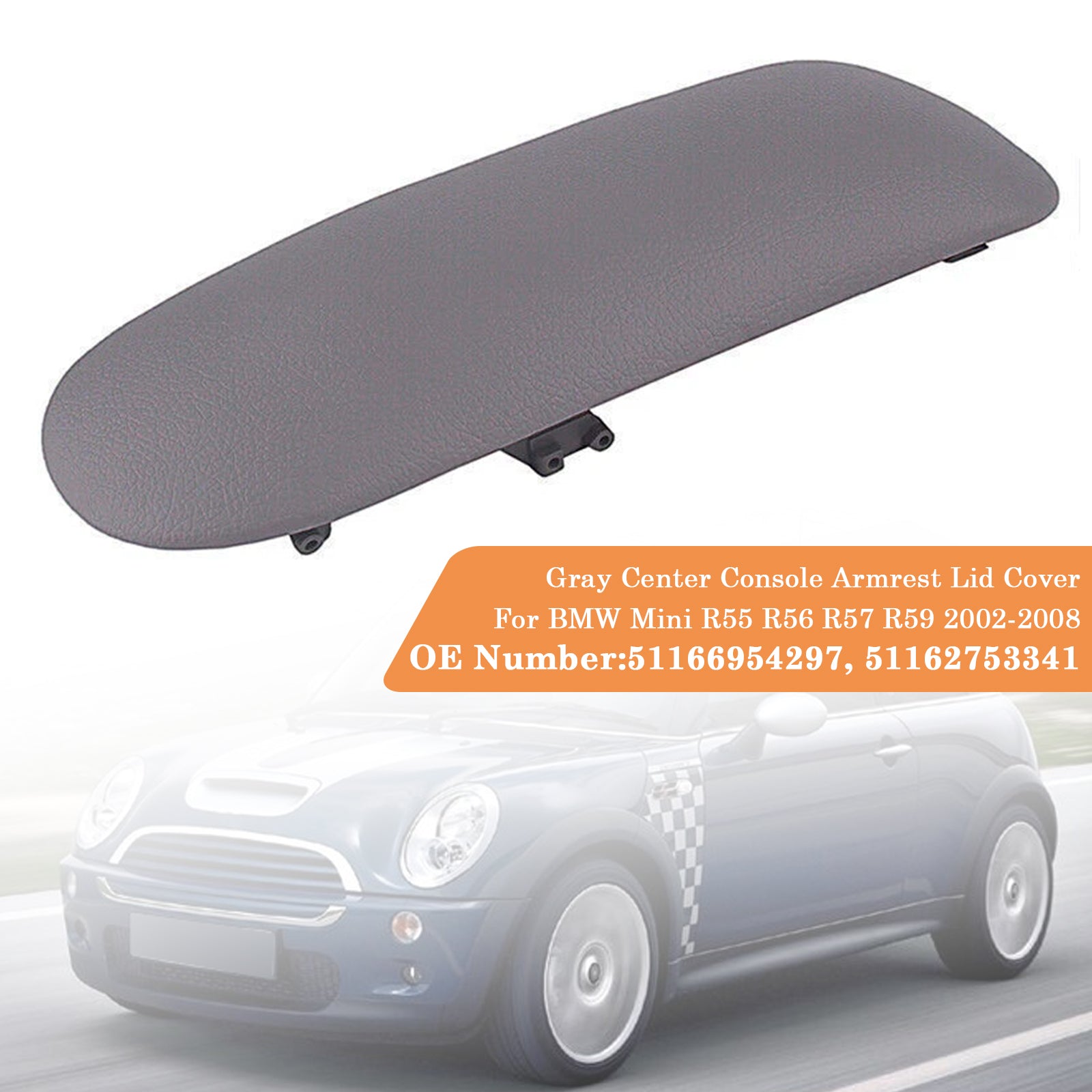 Console Armrest Cover Concle Lid Gray 51166954297 For BMW Mini Cooper 2002-2008