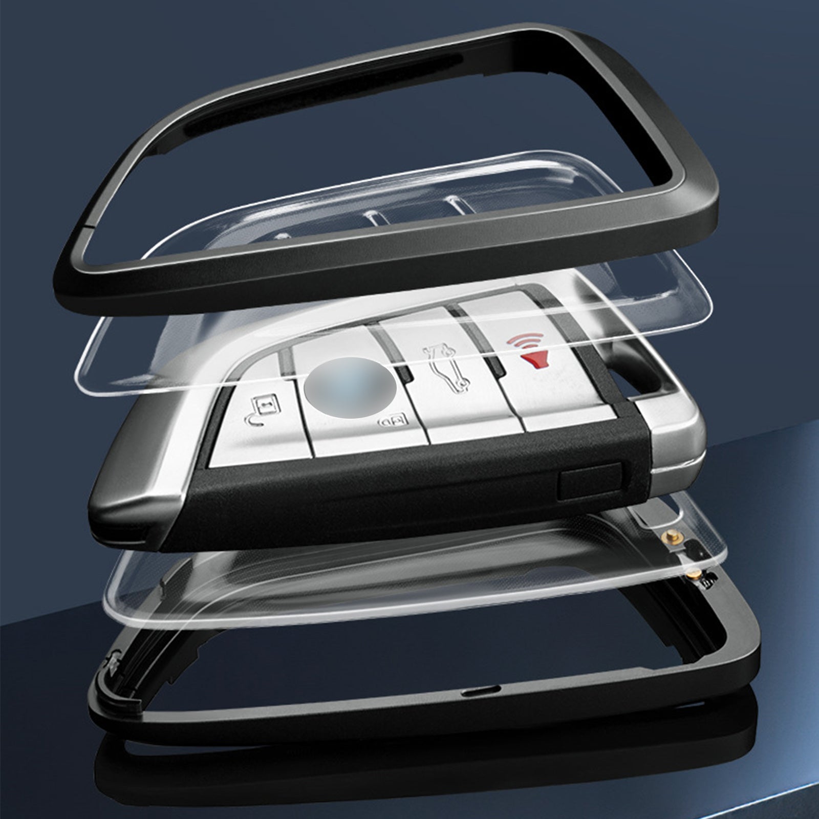 Aluminum Alloy TPU Silvery Car Key Case Cover With Buckle For Ford